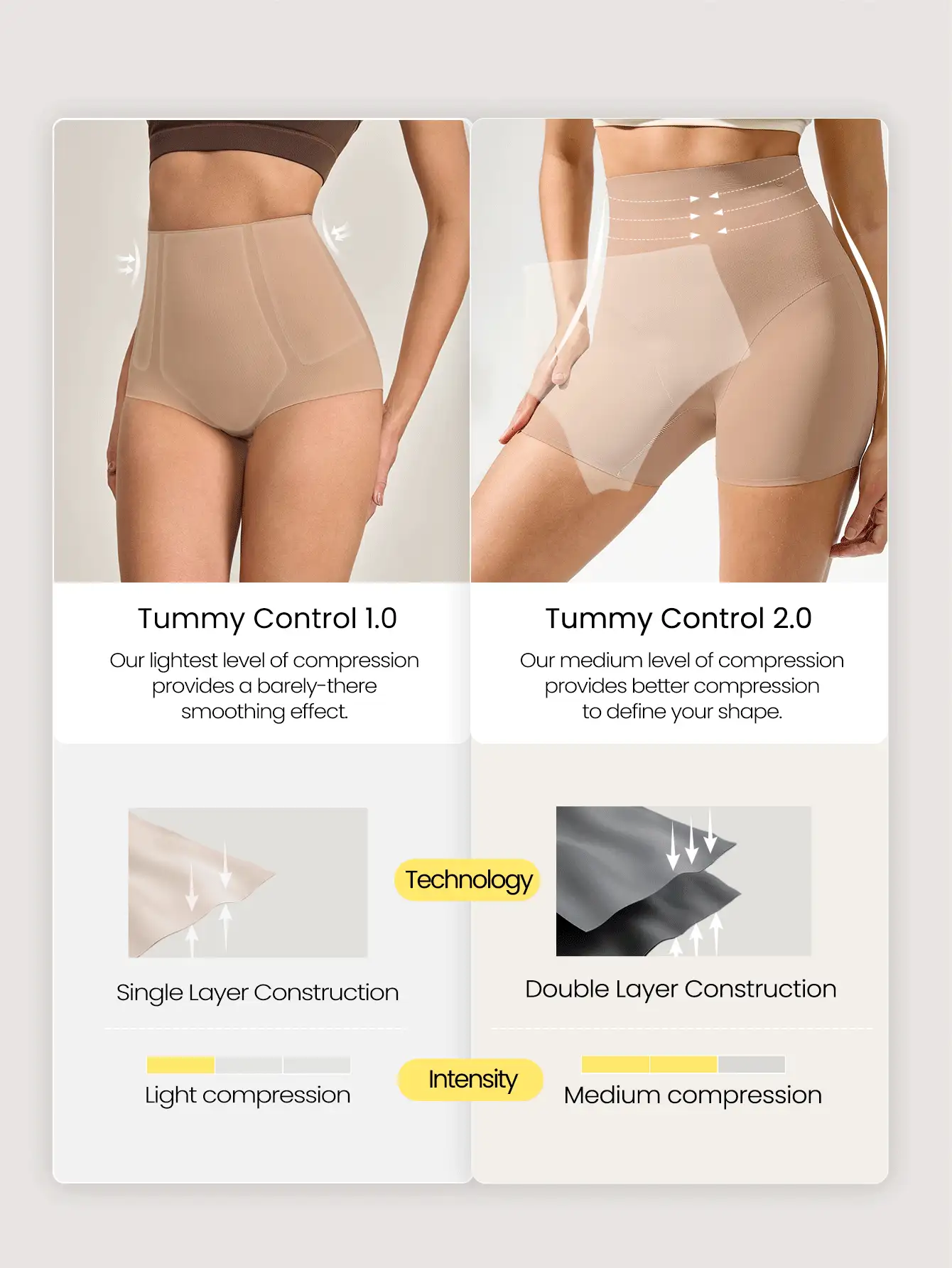 GLOWMODE 1 Pack Tummy Control Core Support Sweat-Wicking Ultra-High Waist Shapewear Shorts Daily Casual Wear