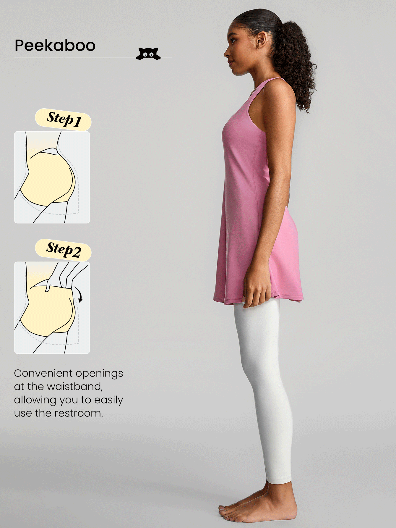 GLOWMODE Vestido halter de verano de bajo impacto con bolsillo anudado, escondido en la línea A, y diseño de encaje FeatherFit™-Air - Rosa Chicle - Añade 2