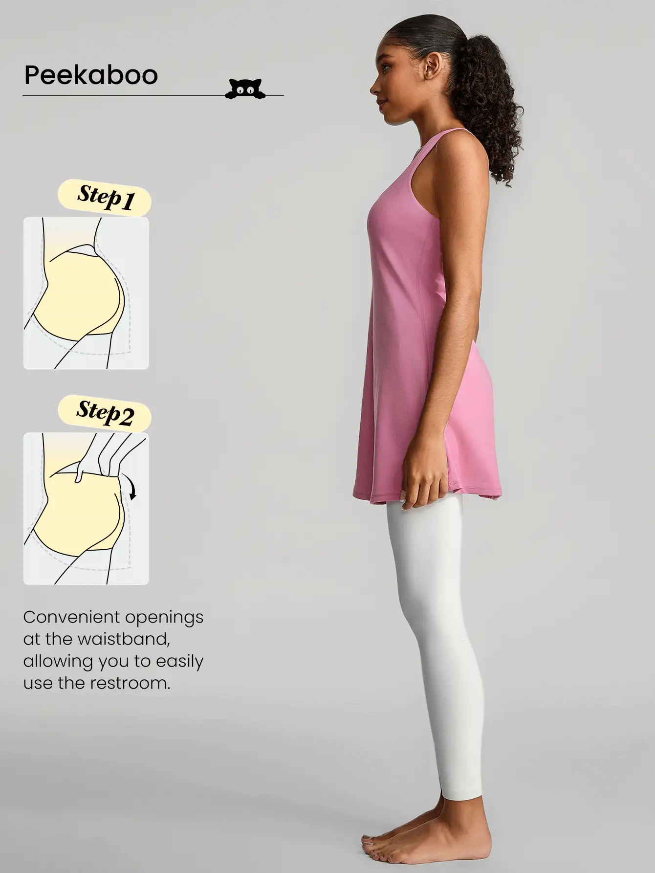 GLOWMODE FeatherFit™-Air 游戏套装 A 字形内置露肩短款打结口袋吊带连衣裙低冲击日常夏季 - 泡泡糖粉 - 查看 2