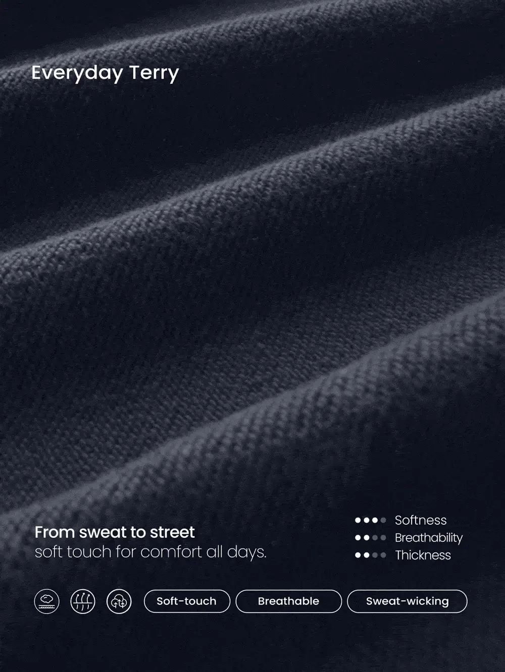 GLOWMODE 24" Everyday Terry Off-Duty Ribbed Waist Hem Zip-Up Hoodie Jumpsuit Bodysuit With Side Pockets Daily Casual Wear Fall Winter - Iron Gray - View 8