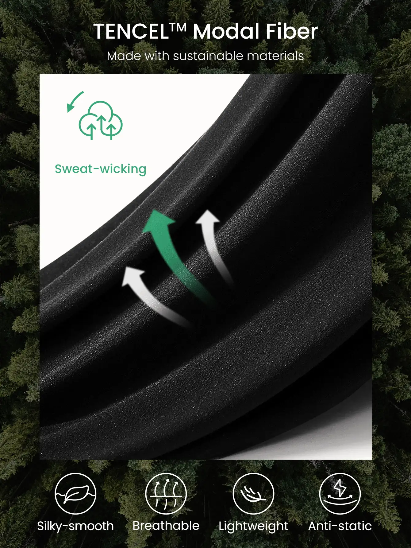 GLOWMODE Modal Ultra-Thin Drawstring Long Sleeve Cropped Hoodie Daily Casual - Black - View 6