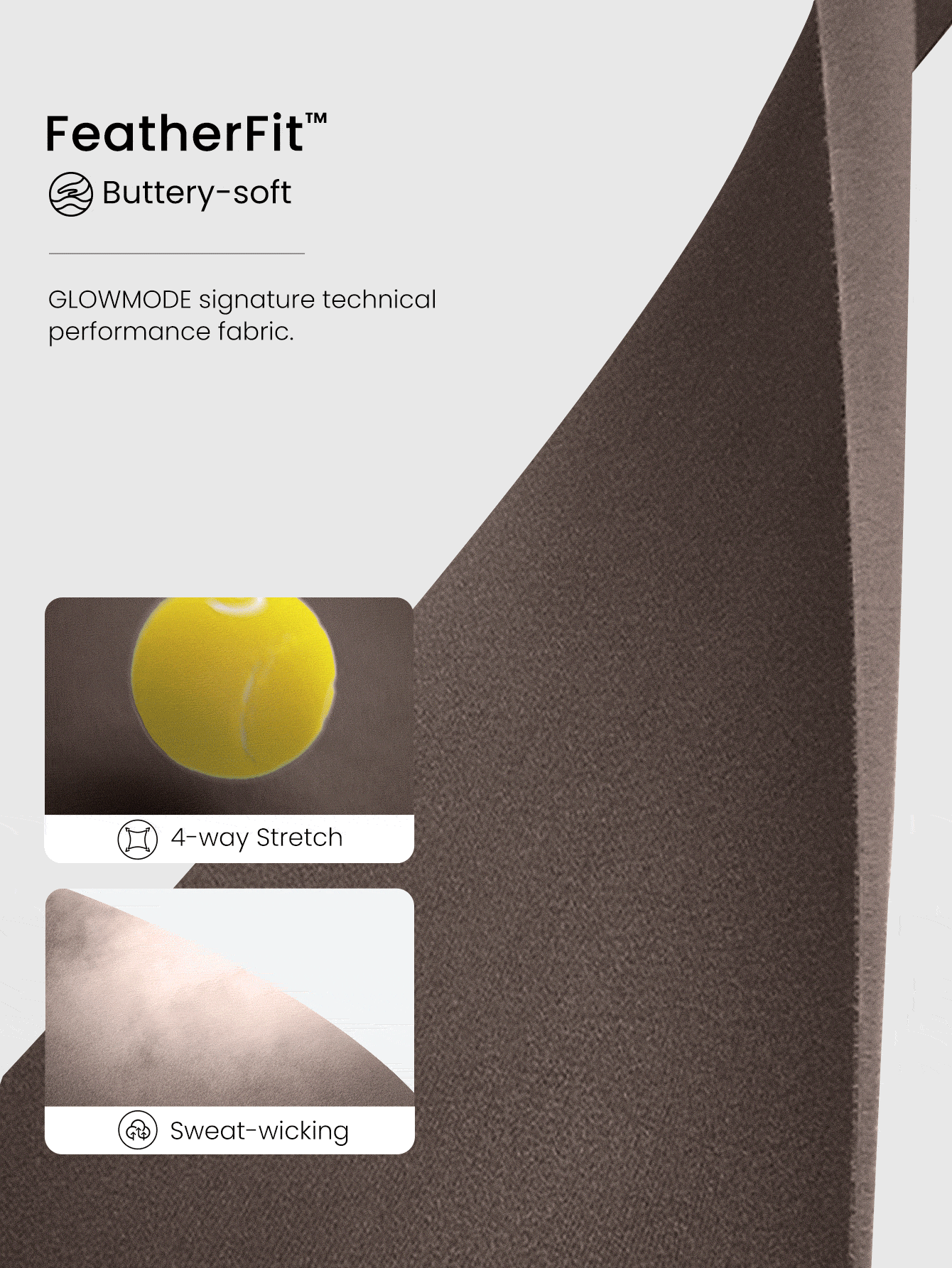 GLOWMODE FeatherFit™ Double-Take 柔软弹力撞色饰边二合一长袖 T 恤低冲击瑜伽普拉提工作室健身房日常休闲装 - 棕色 - 查看 5