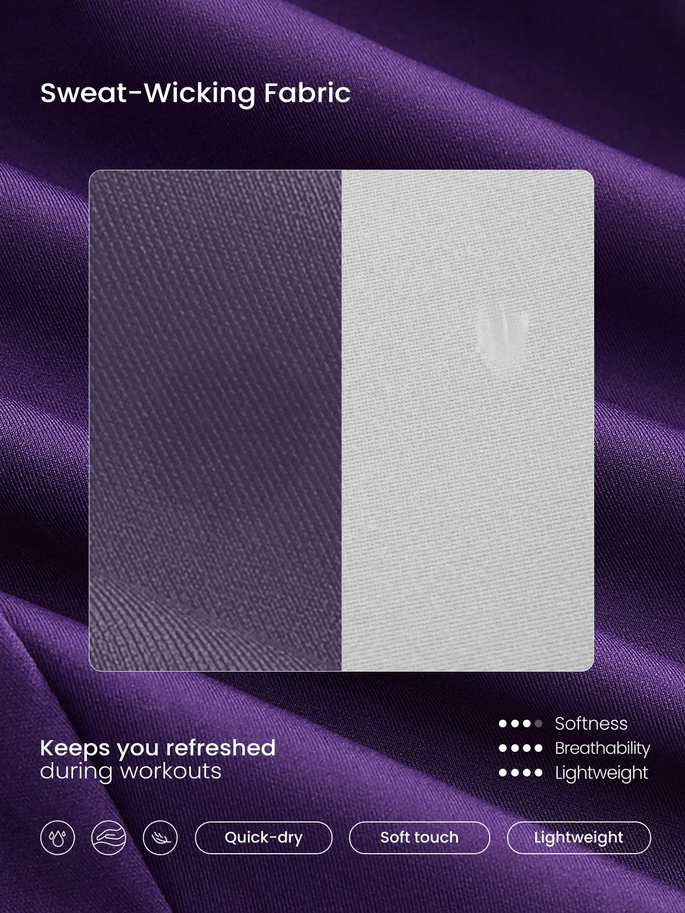 GLOWMODE 24" Go The Distance Quick-Dry Back Strap Butt Padding Mesh Panel Contrasting Logo Non-Slip Strips Cycling Biking Bibtight Gym Training Workout - Violet Purple - View 6