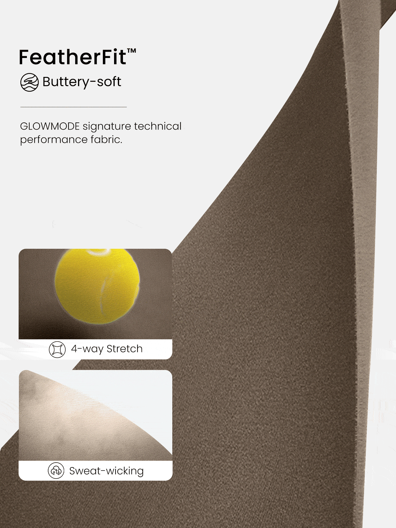 GLOWMODE FeatherFit™ 柔软弹力罗纹接缝分体设计长袖 T 恤低冲击瑜伽普拉提工作室日常休闲装可拆卸罩杯 - 棕色 - 查看 8