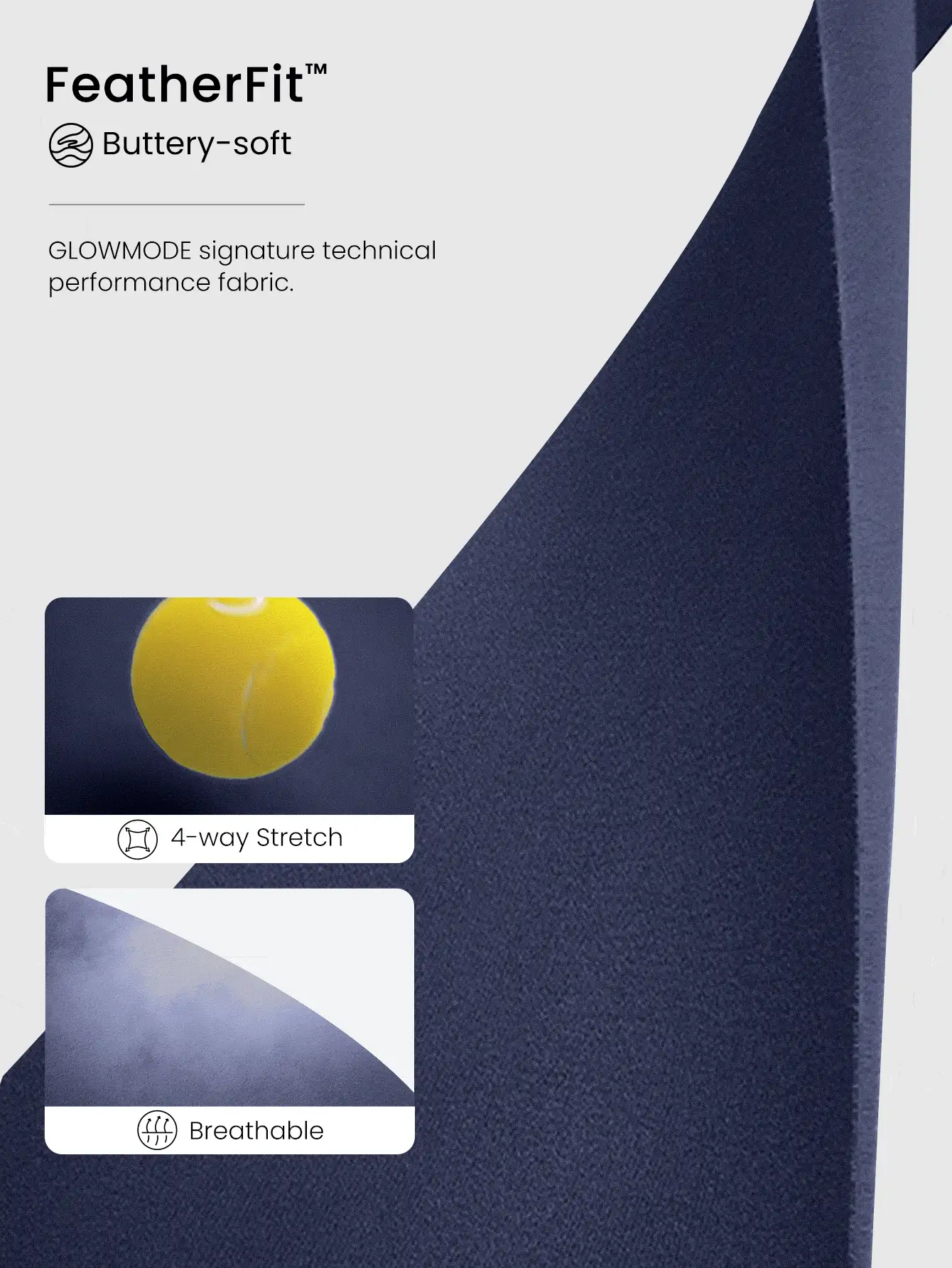 GLOWMODE 26" FeatherFit™ V-Neck Strappy Back Powerhold Back Bodysuit Jumpsuit Low Impact Yoga Daily - Dark Blue - View 5