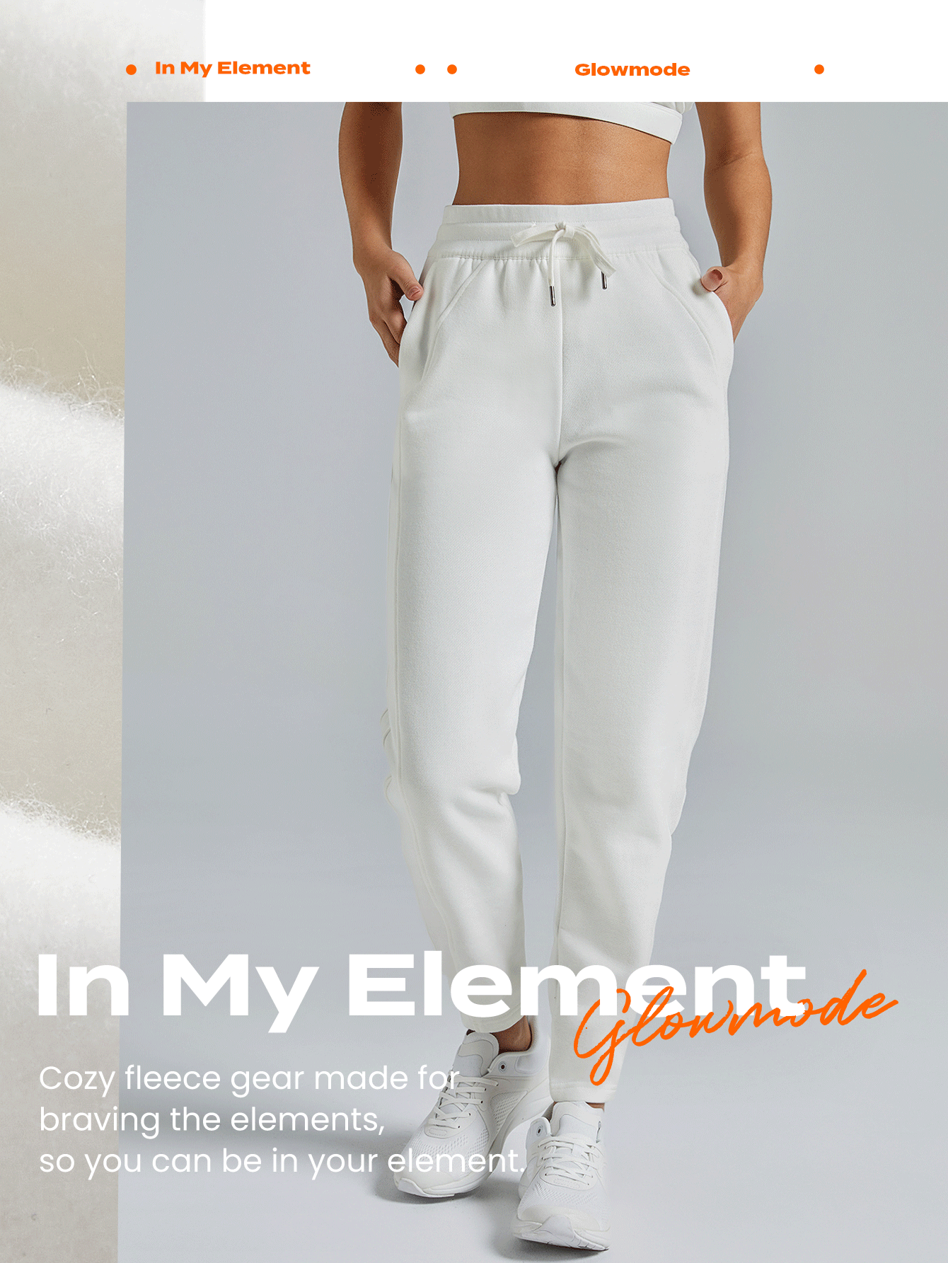 GLOWMODE COTTON-BLEND Lông cừu Vòng eo có thể điều chỉnh Túi Chạy bộ Ấm áp Thân thiện - trắng - Xem 7