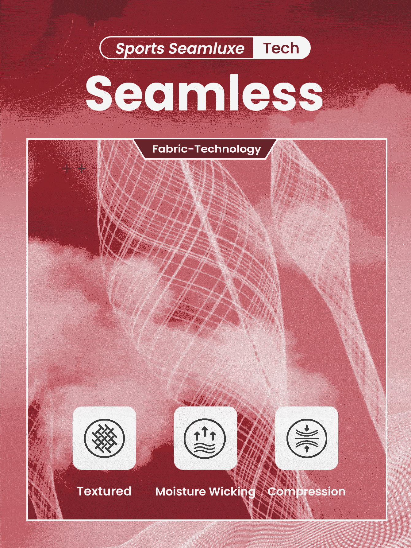 Easithlete 女式纯色高腰无缝运动短裤 - 酒紅色 - 查看 7