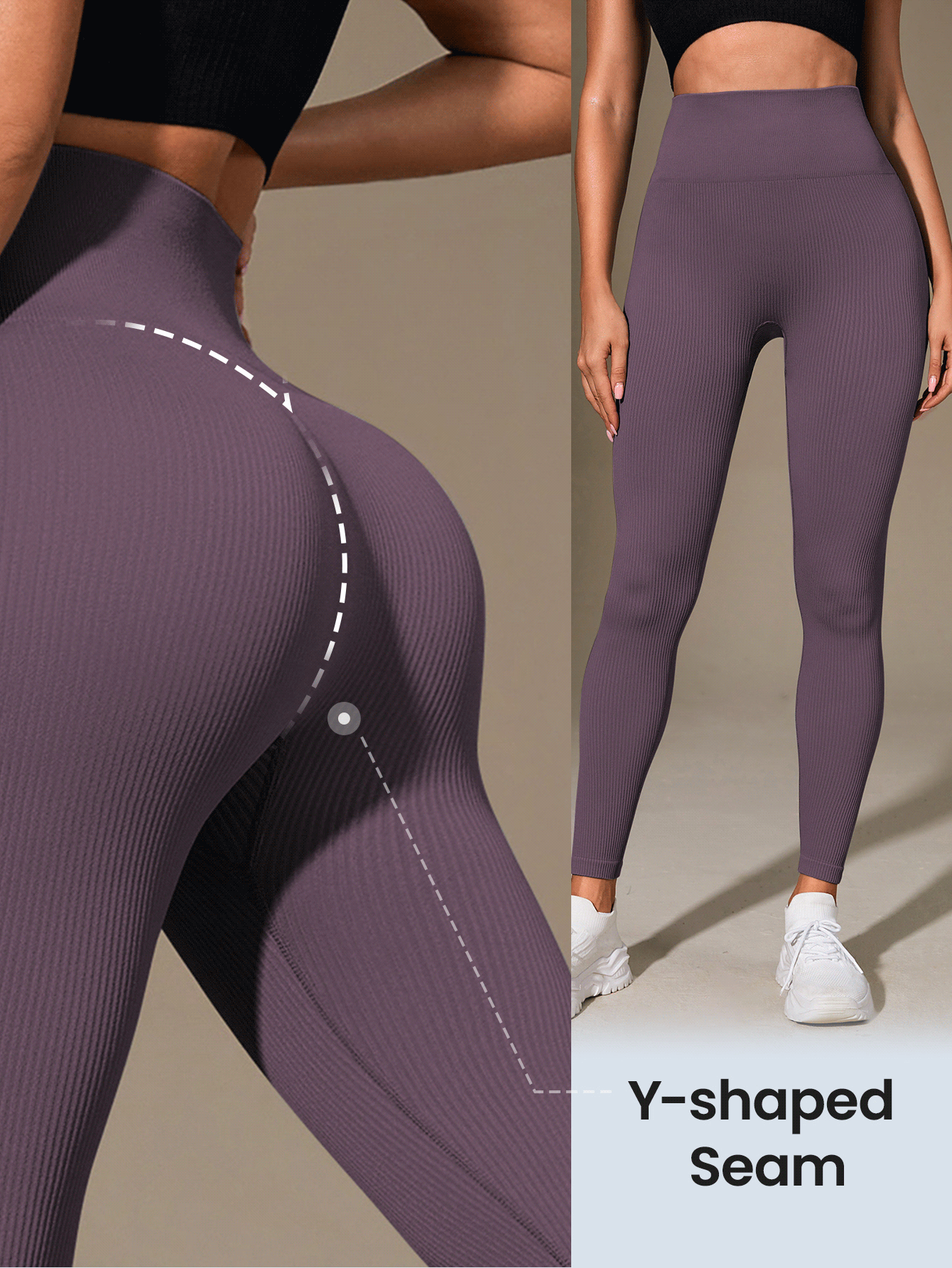 Easithlete High Waisted Ribbed Seamless Slim Leggings For Women - Cloud Soft Second-Skin Softness Quick-Drying Breathable 4-Way Stretch Legging For Running Cycling Yoga Pickleball Exercise Casual,Black - Red Violet - View 6