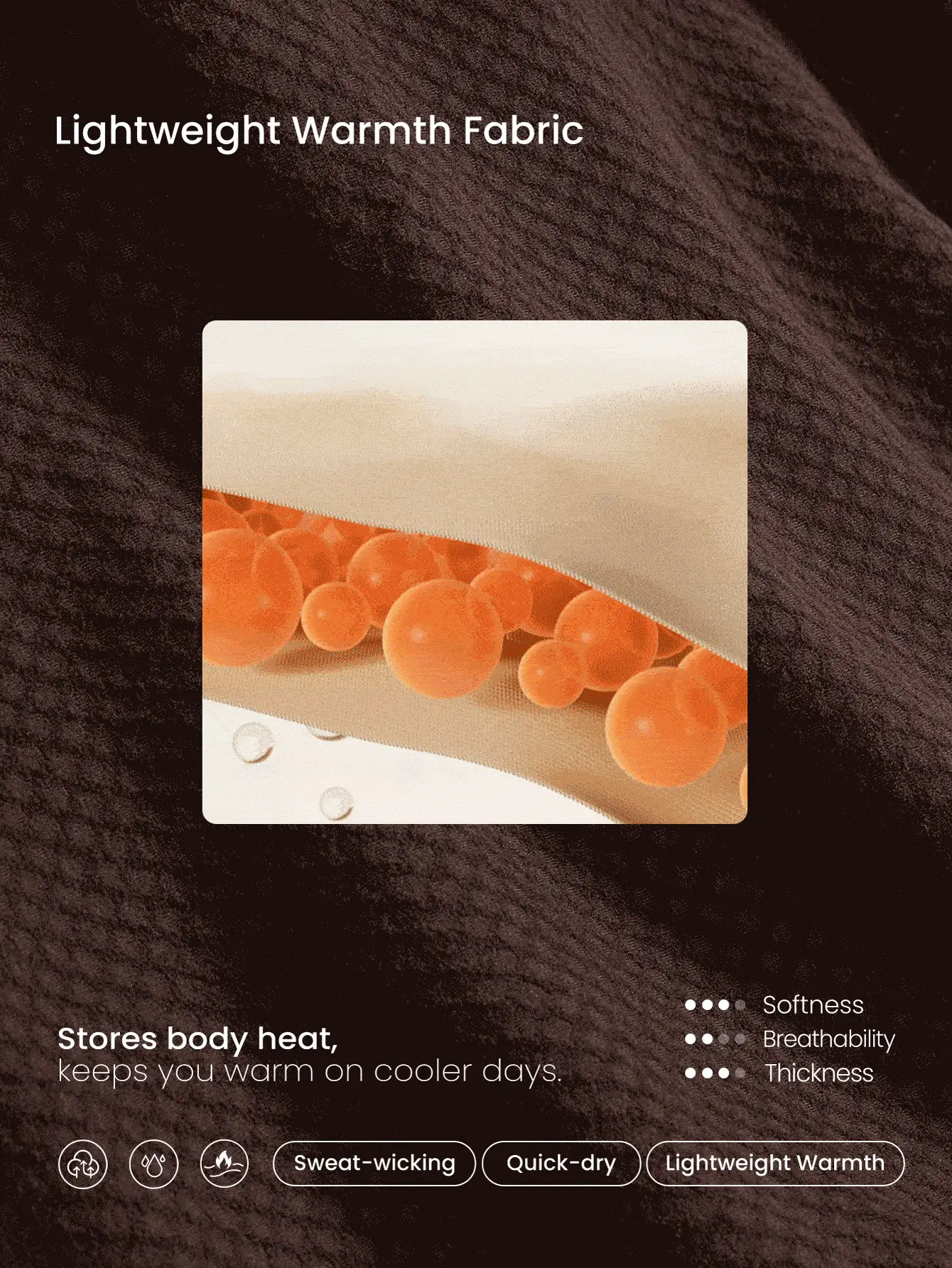 GLOWMODE Erhöhen Sie Ihre Energie mit einem bequem warmen, reflektierenden Logo-Pullover mit quadratischem Kragen und Daumenöffnungen, ideal für Laufen, Joggen, Wandern, Fitness und den täglichen aktiven Lebensstil - Schokoladenbraun - Übersicht 3