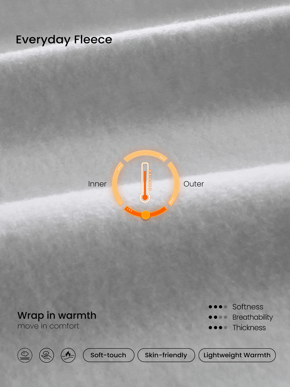 GLOWMODE 厚重羊毛常规版型卫衣 冬季保暖加厚款 - 淺灰色 - 查看 3