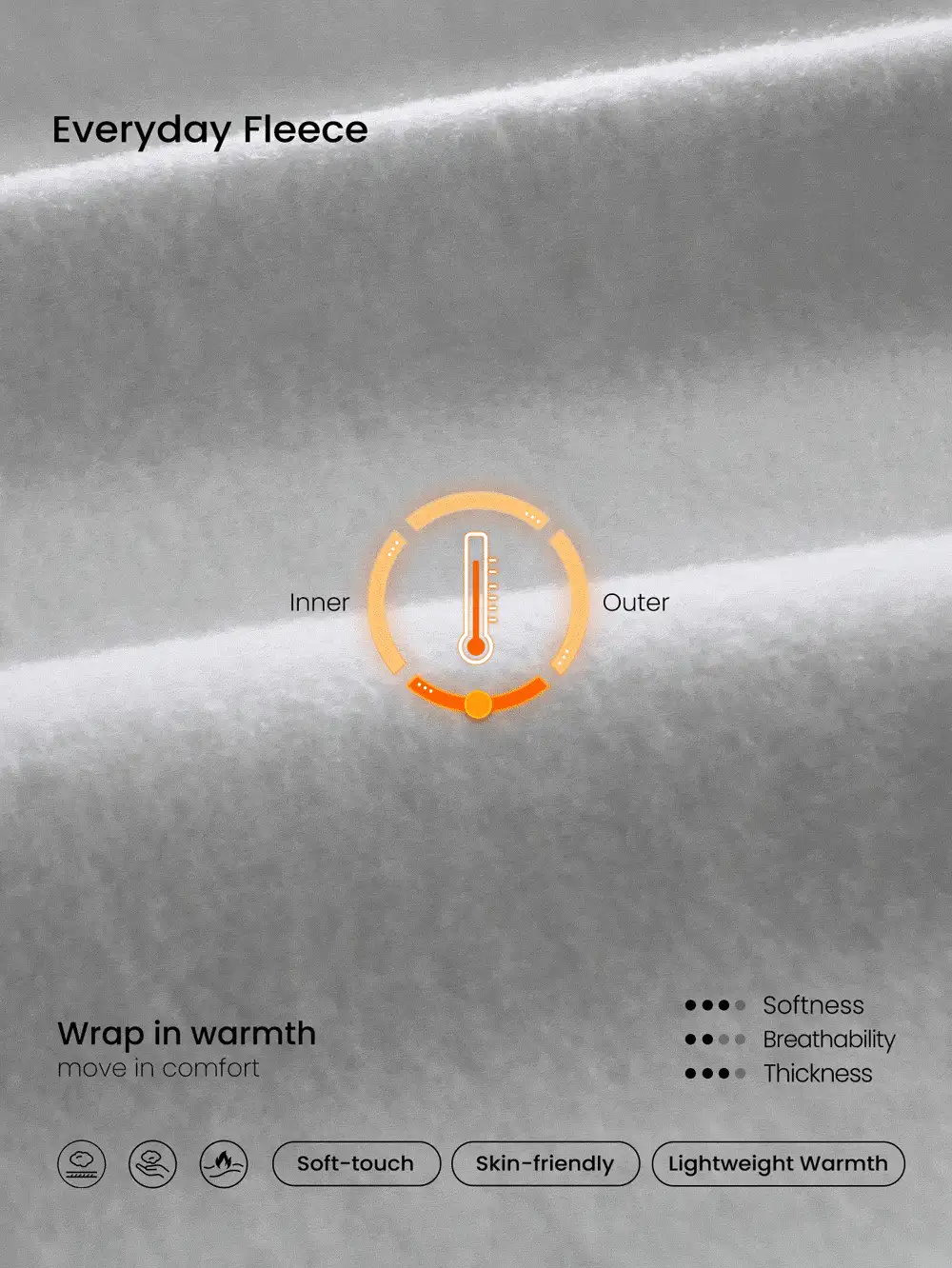 GLOWMODE 厚重羊毛常规版型卫衣 冬季保暖加厚款 - 淺灰色 - 查看 3