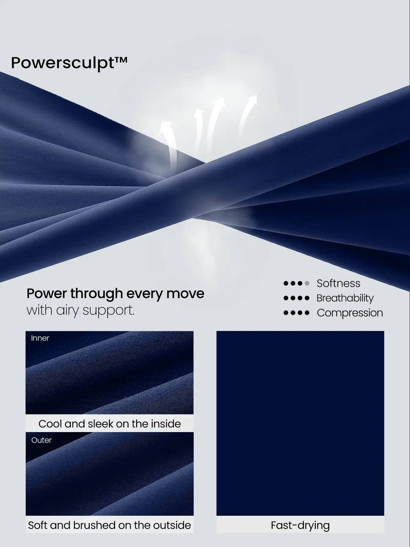 GLOWMODE 26英寸 Powersculpt 训练紧身裤 中等强度训练健身速干吸湿排汗凉爽感觉健身房