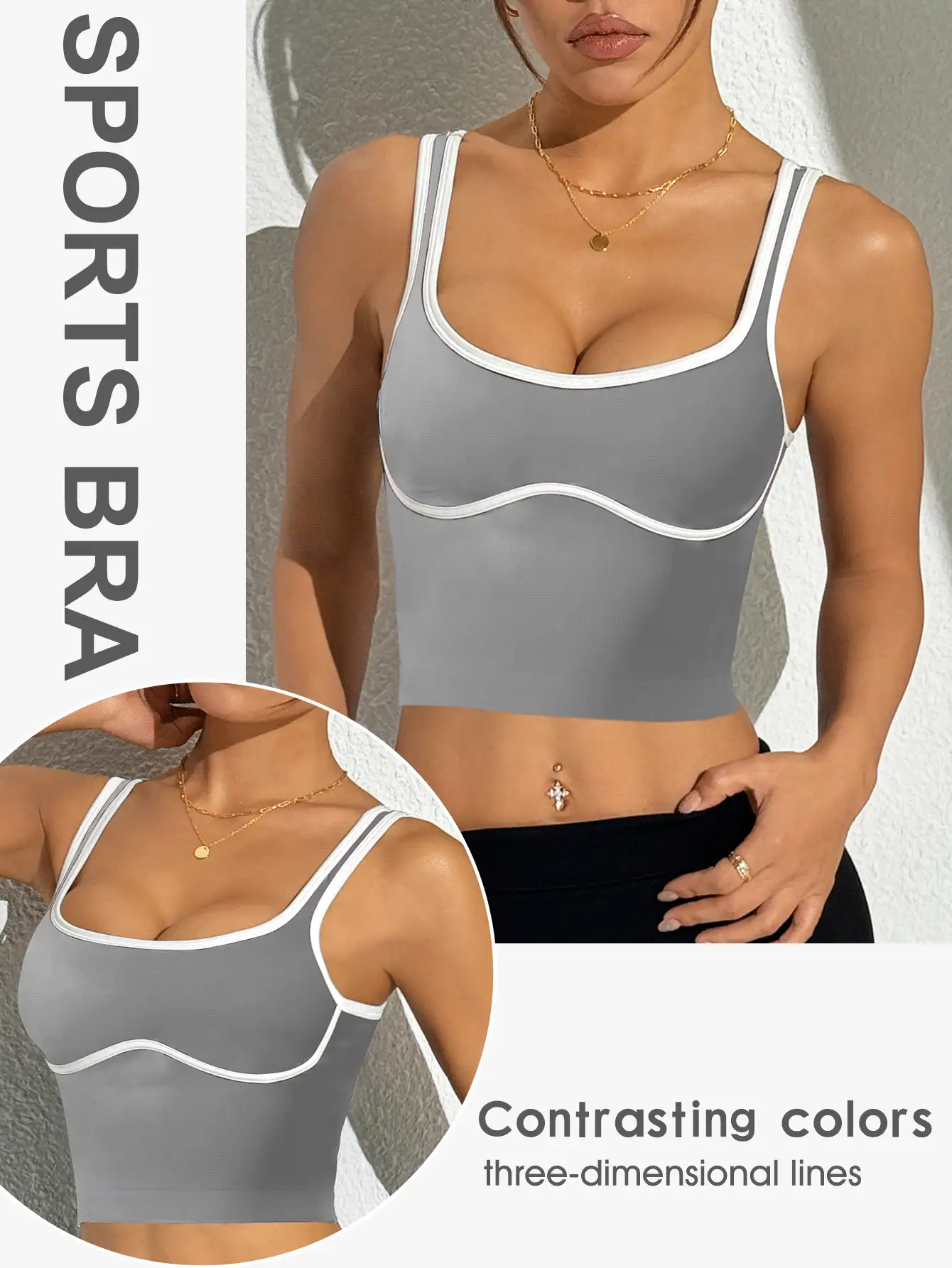 Slayform Áo ba lỗ thể thao dáng croptop năng động hàng ngày cho nữ - Màu Xám nhạt - Xem 2