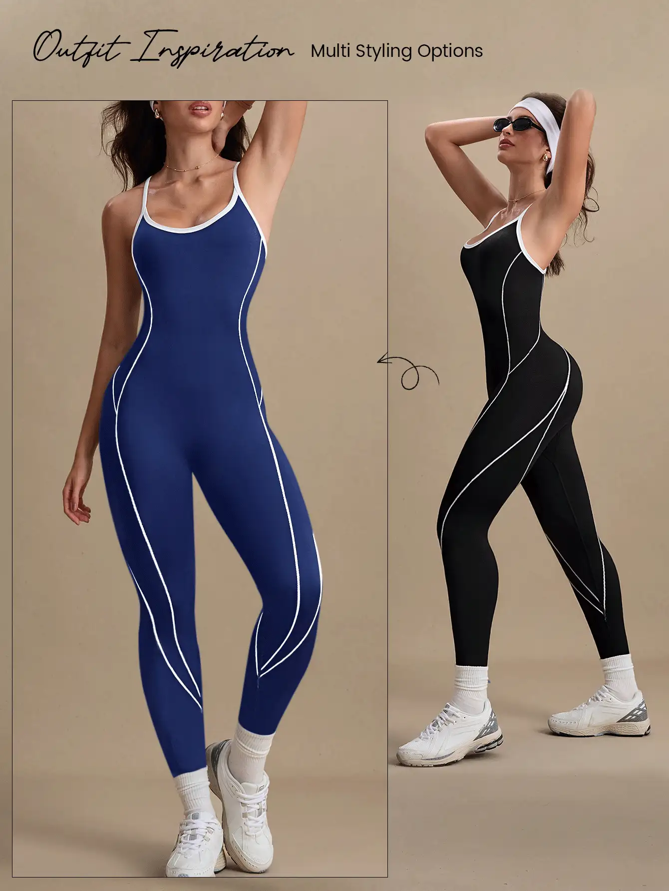 Easithlete 女式无缝露背交叉带运动连体裤 - 彩色 - 查看 6