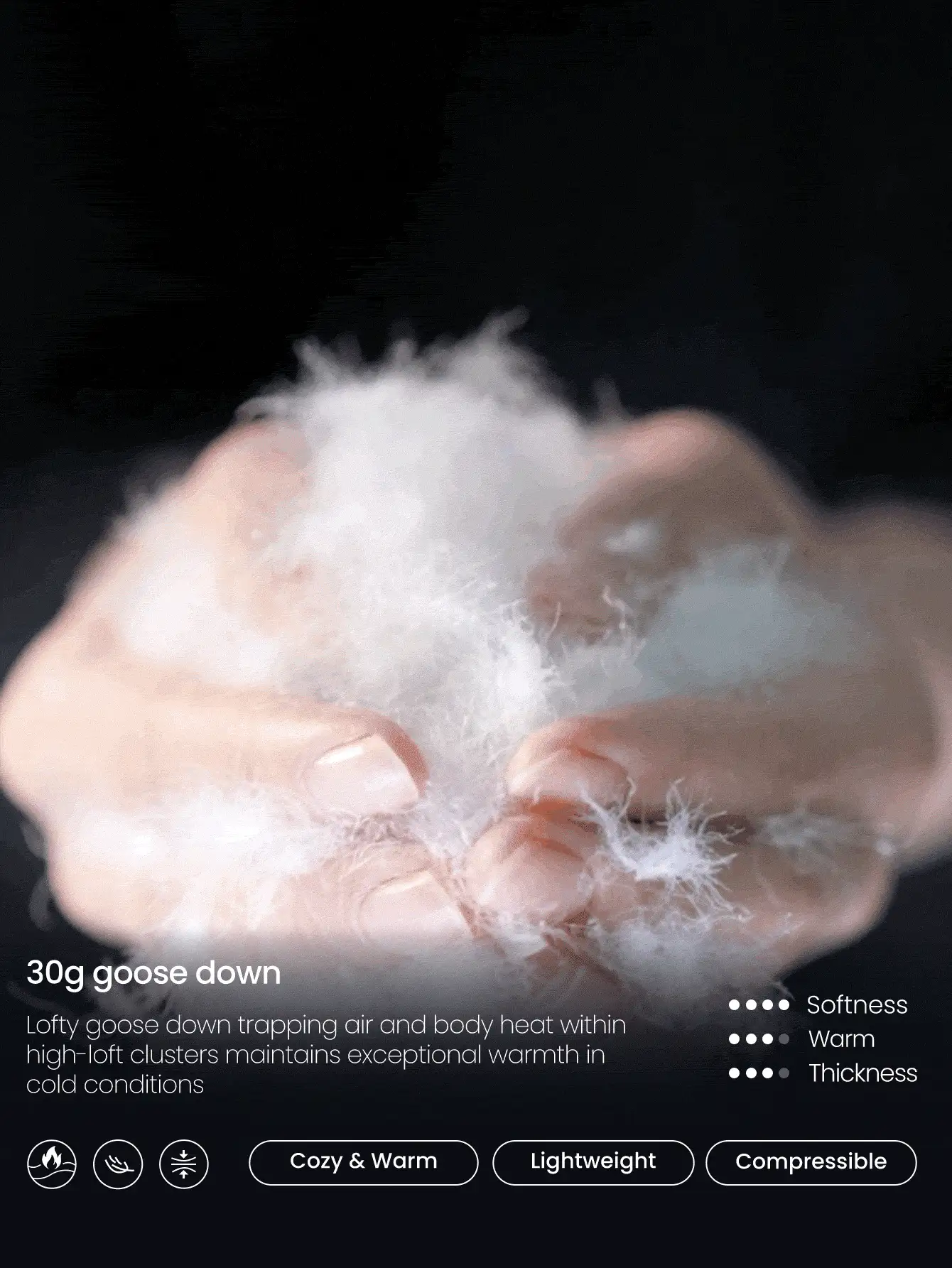 Dehnbare, thermisch gefütterte Slim Fit Daunenjacke mit Seitentaschen für den täglichen Lässig-Look, Laufen, Training und warmen Winter