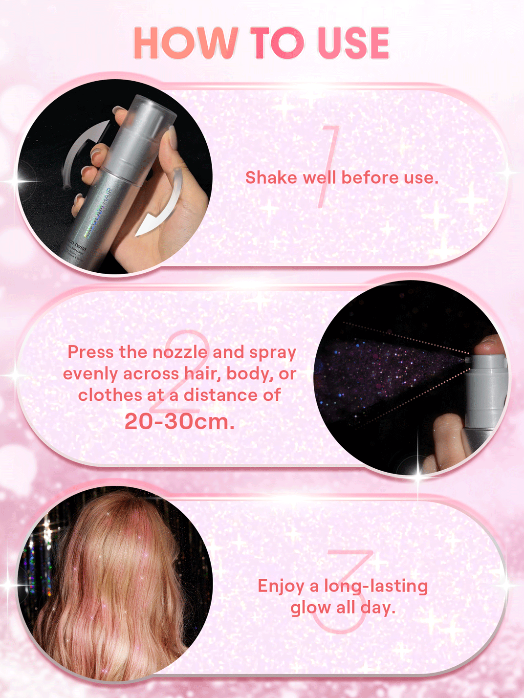 SHEGLAM HAIR Disco Twist 头发和身体闪光雾-Fairy Sugar 生日 禮物 粉紅色的 氛圍 化妝品 派對 海灘 旅行 露營 學校 校園 節慶 玫瑰 展示 女孩 魅力 最好的 婦女節 愛自己 春天 護髮 - 仙子糖 - 查看 10