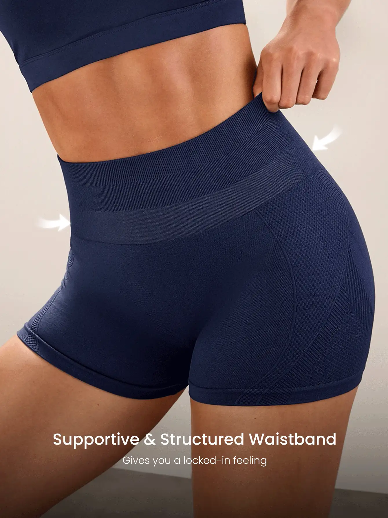 GLOWMODE Quần short chạy bộ cạp cao co giãn thấm mồ hôi liền mạch Cool Contour 2,5 inch Quần short tập gym tập thể dục hàng ngày - Dark Blue - Xem 3