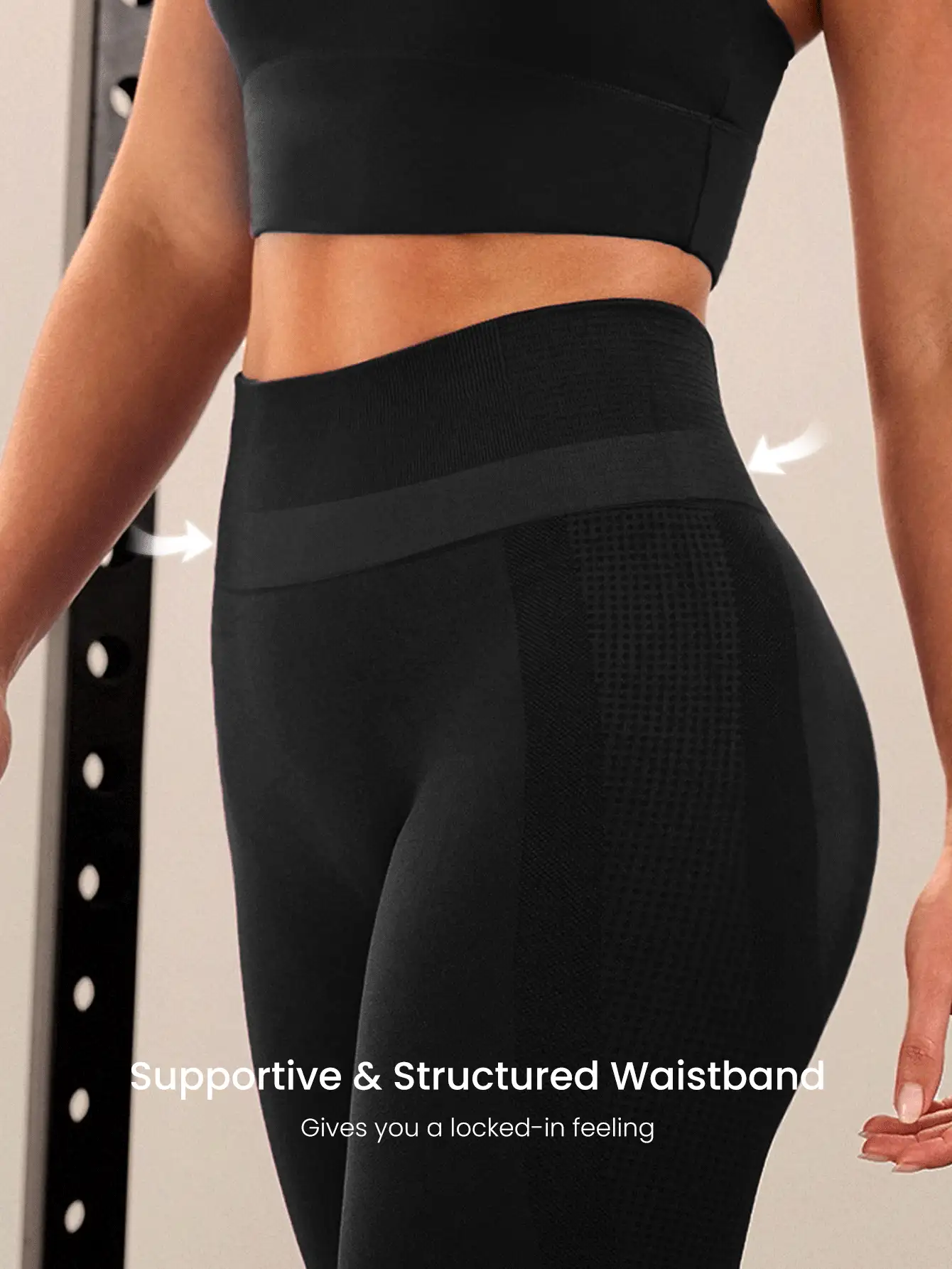 GLOWMODE Quần short biker cạp cao co giãn thấm mồ hôi không đường may 6 inch kiểm soát bụng không đường may phía trước quần bó mông cạp cao quần chạy bộ tập luyện tác động trung bình phòng tập thể dục mặc hàng ngày - màu đen - Xem 3