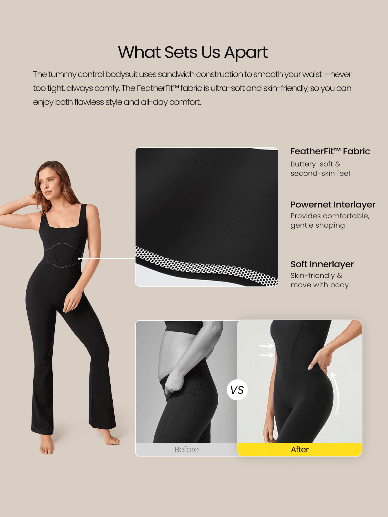 GLOWMODE 25 英寸 FeatherFit™ 收腹健身运动连体衣 夏季优雅女士款 - 櫻桃可樂 - 查看 2