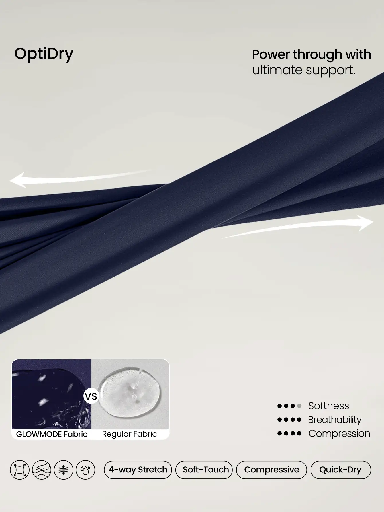 GLOWMODE 方領透氣中強度運動胸罩，適用於慢跑健身訓練日常穿著 - Dark Blue - 查看 5