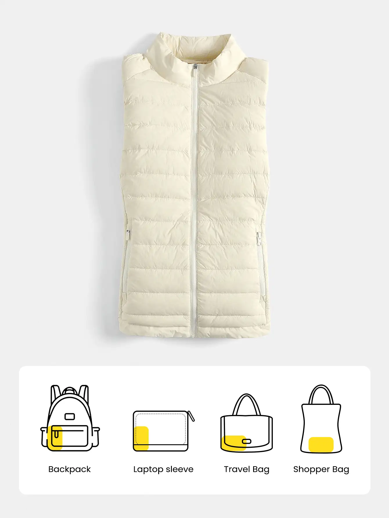 GLOWMODE Packable Thermal Warm Lined Slim Fit Reflective Logo Down Vest With Side Pockets Running Workout Winter - Black - View 2