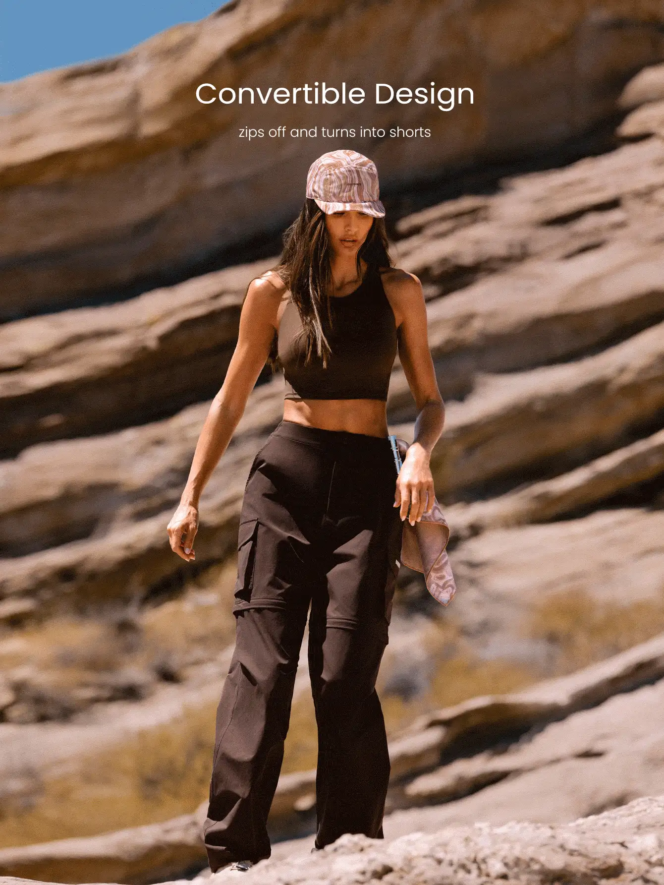 GLOWMODE Pantalones cargo 3 en 1 resistentes al agua, desmontables, de pierna ancha, tipo jogger, shorts, para otoño e invierno, para actividades al aire libre, senderismo, trotar, uso diario - Marrón Chocolate - Ver 2