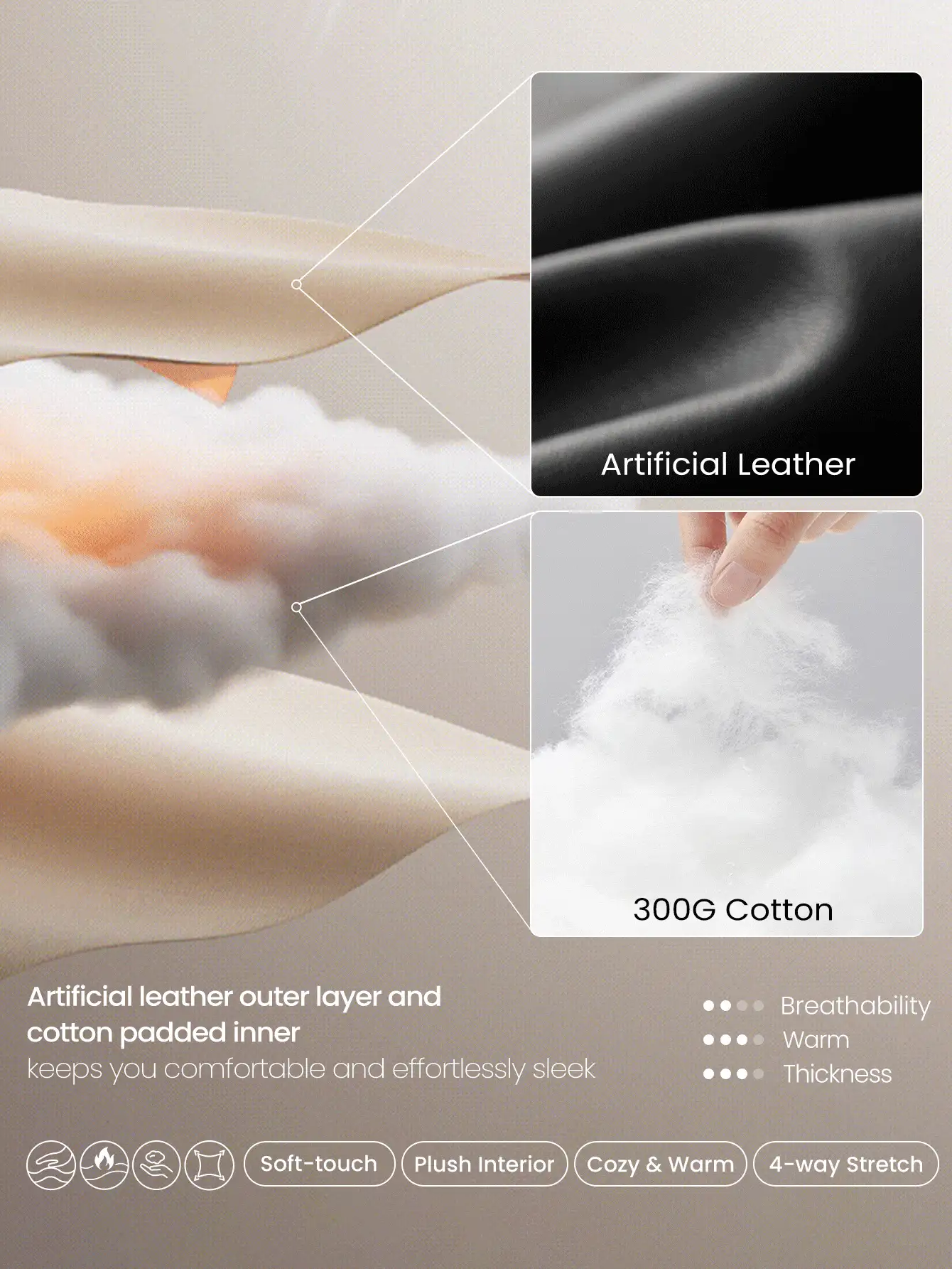 Frost Fit leichte, weiche und warme Strickbund-Jacke mit Retro-Ausschnitt, Taschen und Kunstleder, für Herbst und Winter, für den täglichen Lässig-Outdoor-Einsatz