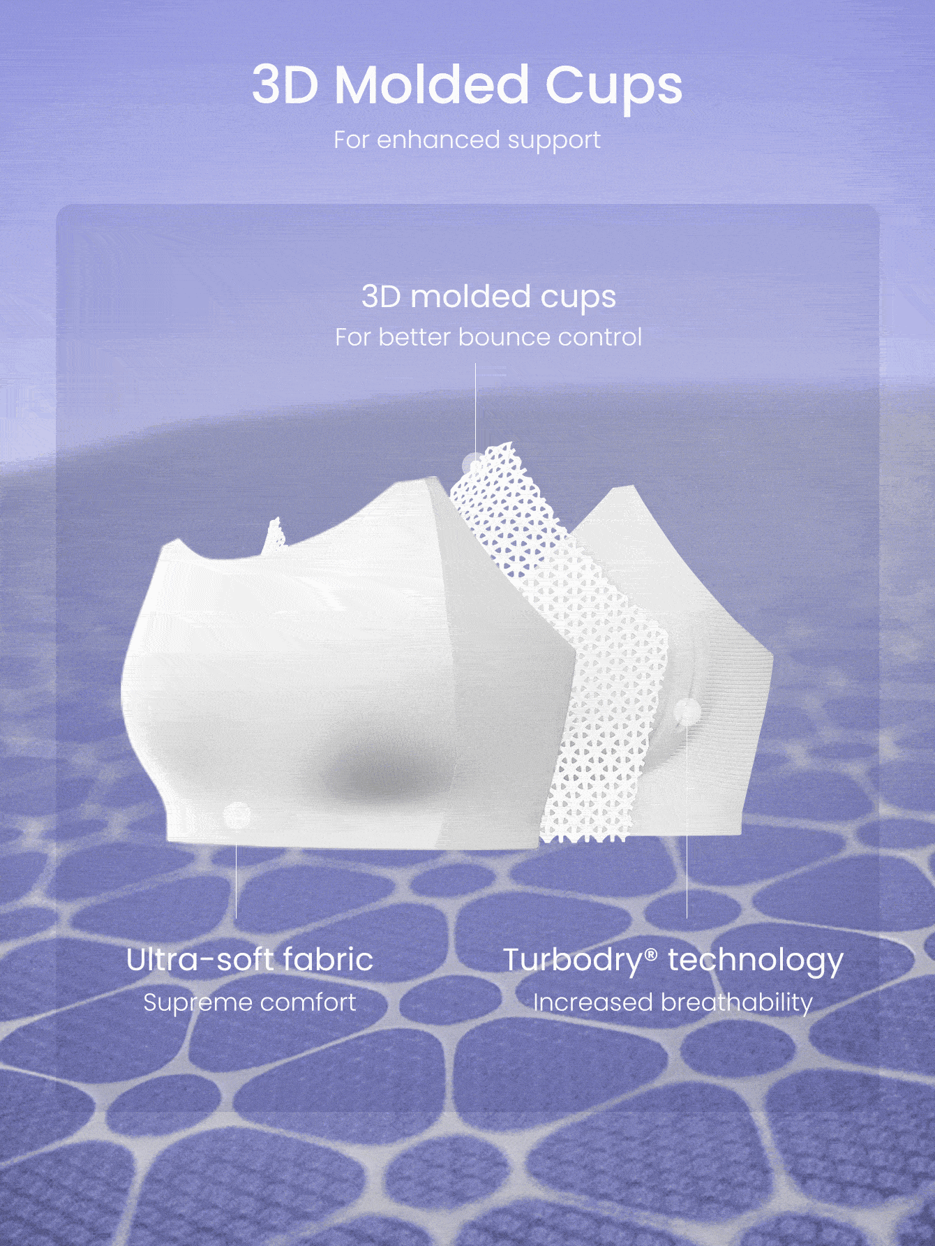 GLOWMODE 吸汗支撑 X 带 U 型颈背扣穿孔运动胸罩高强度慢跑健身房训练日常 - 白色 - 查看 2