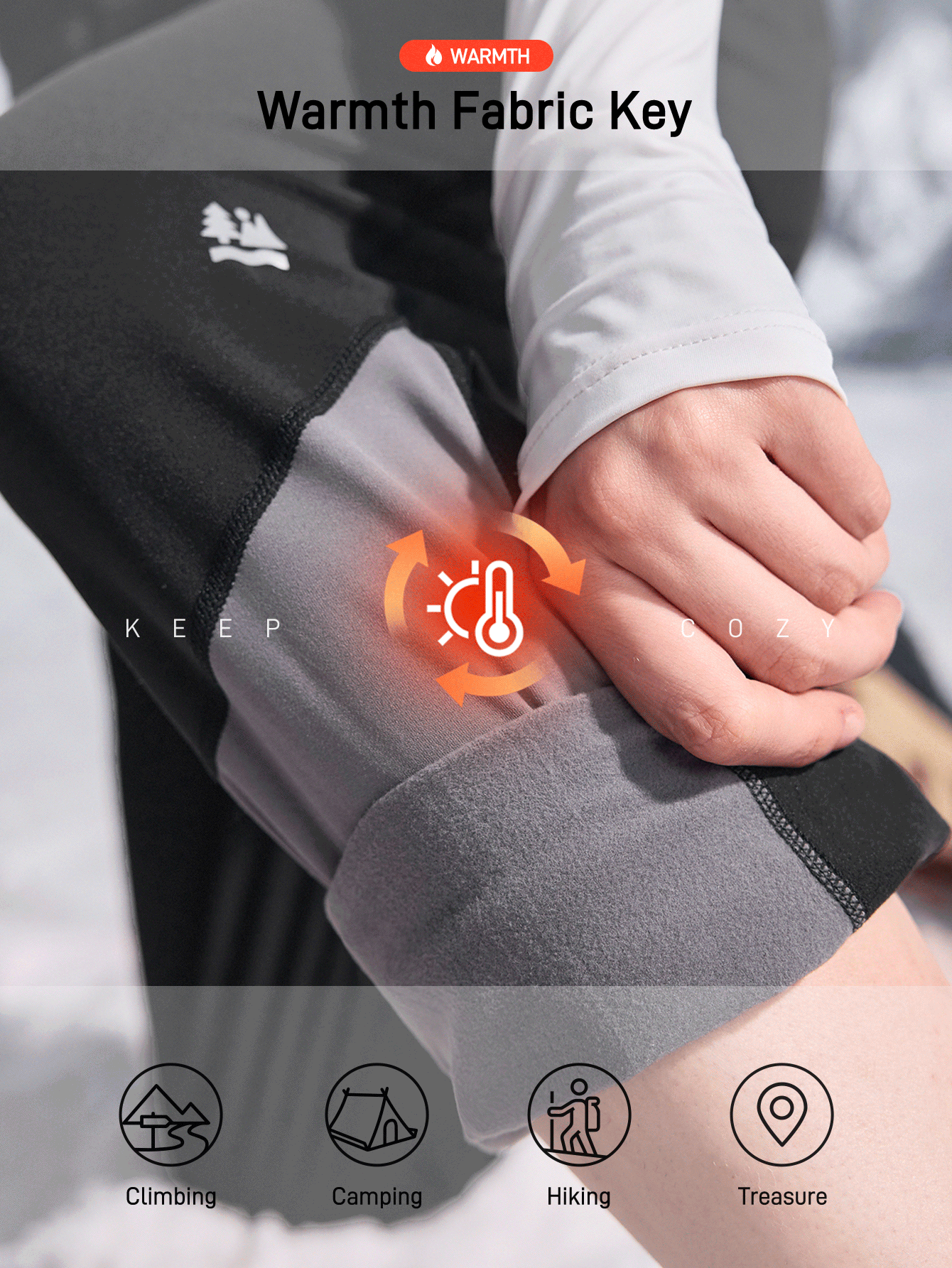 In My Nature 女士休闲拼色拼接户外紧身裤，秋冬户外裤徒步裤女士运动裤女士徒步裤高腰运动裤 - 黑色 - 查看 2