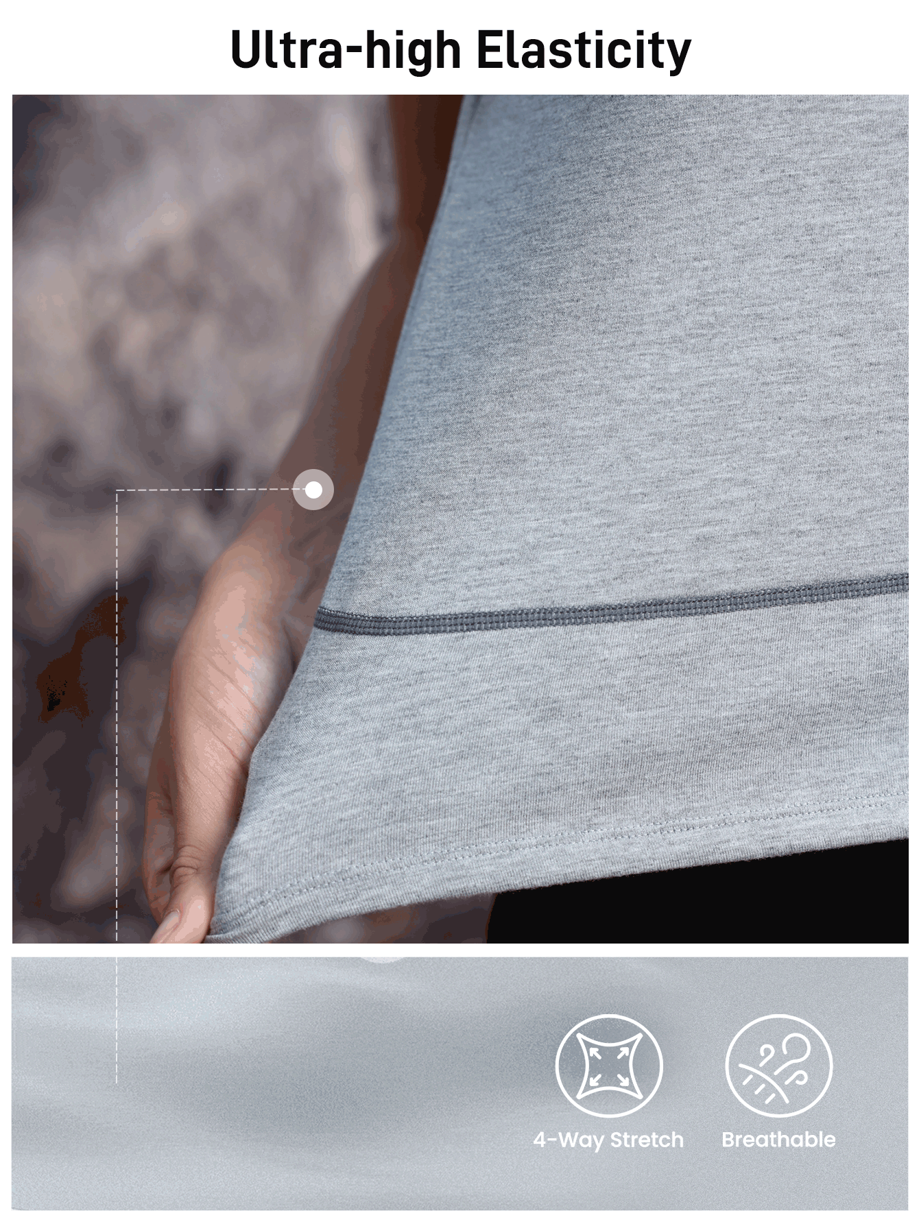 In My Nature 女士高弹力亲肤运动户外休闲短袖T恤 - 灰色 - 查看 4