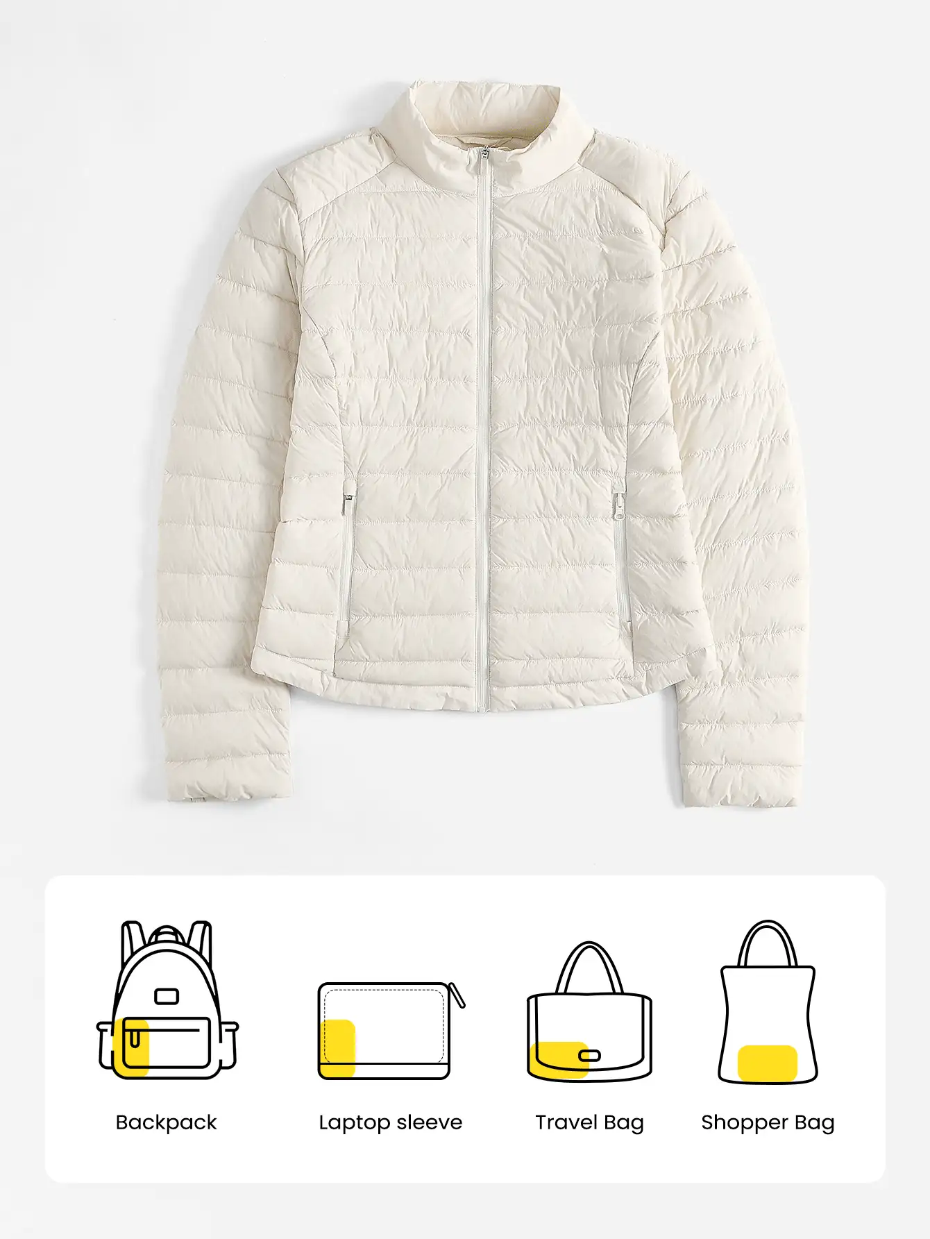 GLOWMODE DreamLyx Chill Soft Smooth Warm Lightweight Sweat-Wicking Water-Repellent Slim-Fit Down-Proof Puffer Jacket Autumn Winter Outdoor Daily Casual - Black - View 2