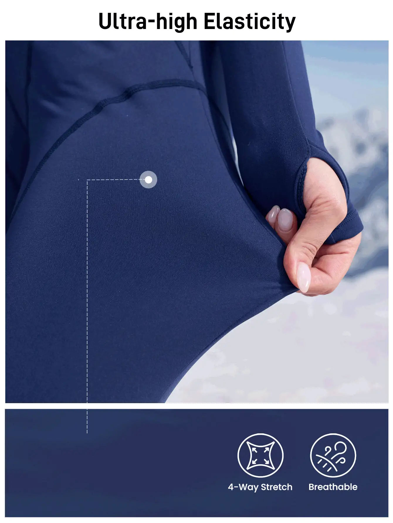 In My Nature 女士户外连体裤套装，高弹力，亲肤保暖，适合露营、徒步、运动和通勤，滑雪连体衣，保暖抓绒连体衣 - 藍色 - 查看 6