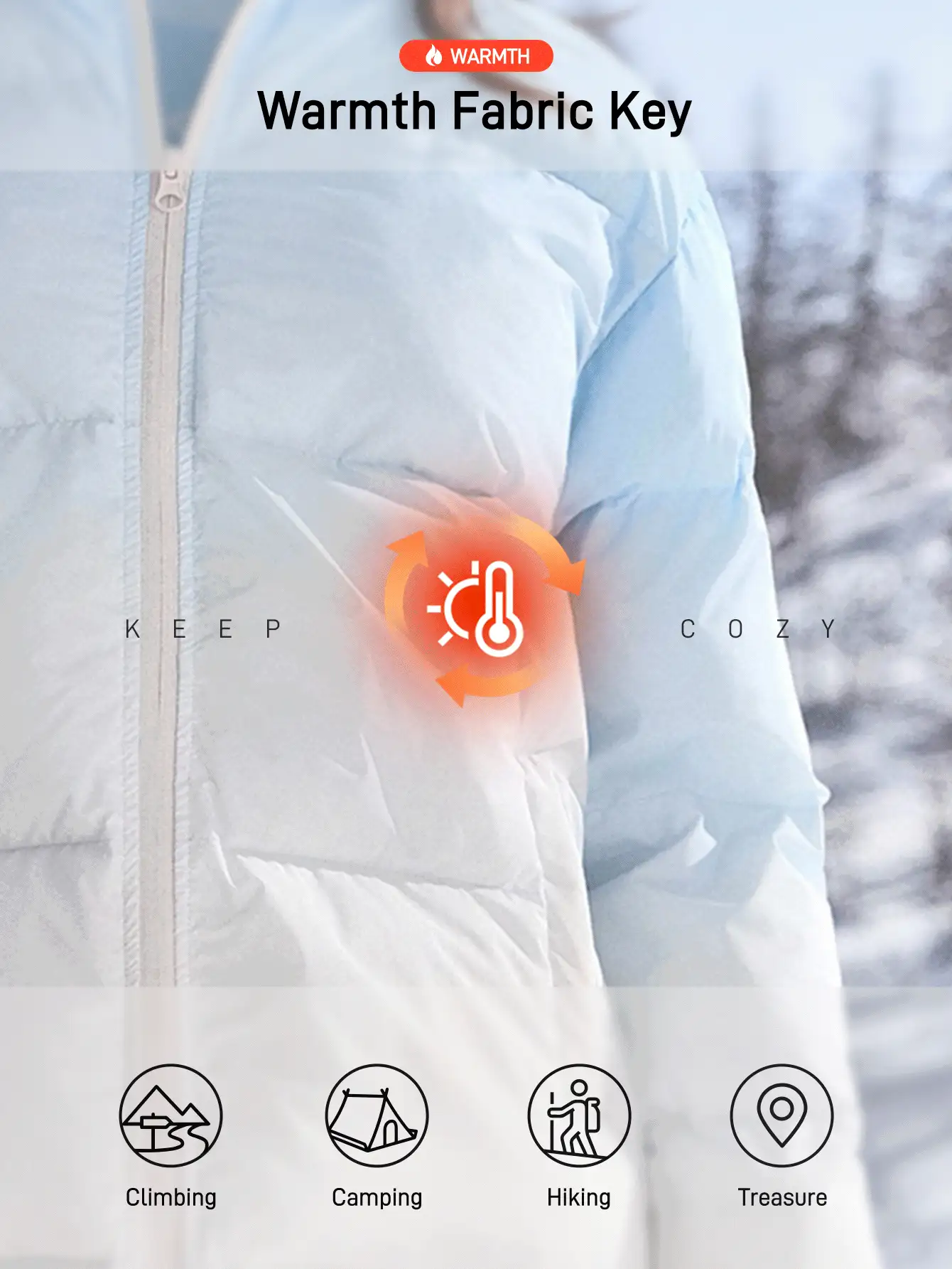 In My Nature Women's Ombre Color Zipper Front Outdoor Winter Jacket - Blue - View 5