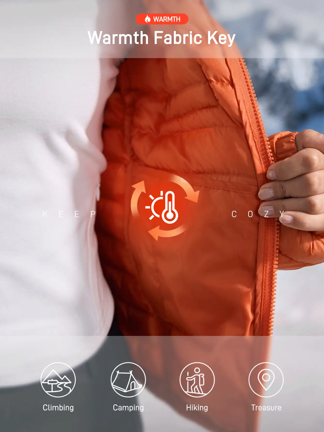 In My Nature Women's Warm Casual Long Sleeve Zip-Up Outdoor Winter Coats - Orange - View 5