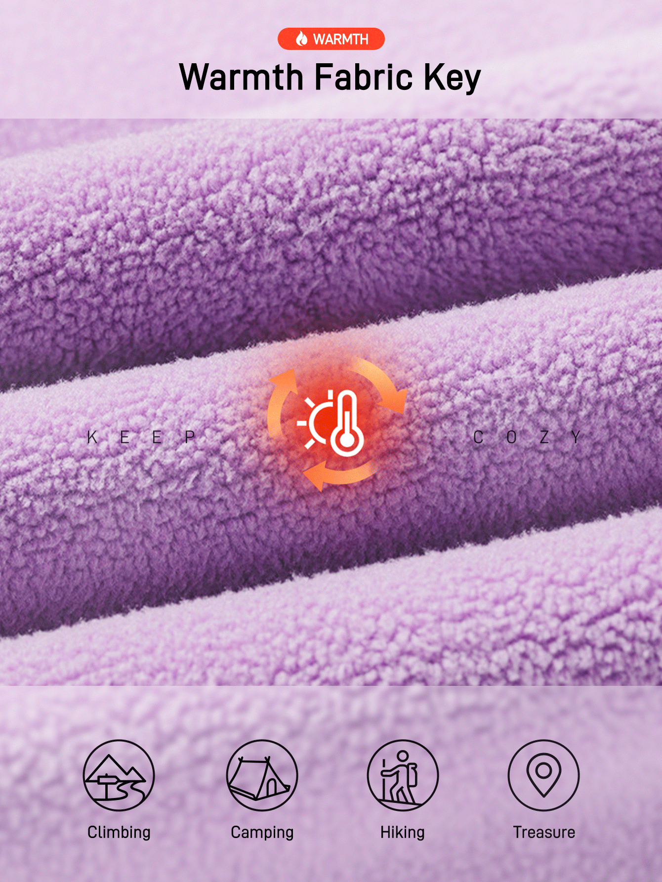 In My Nature 女式纯色插肩袖拉链半开襟户外羊毛夹克 - 紫色 - 查看 5