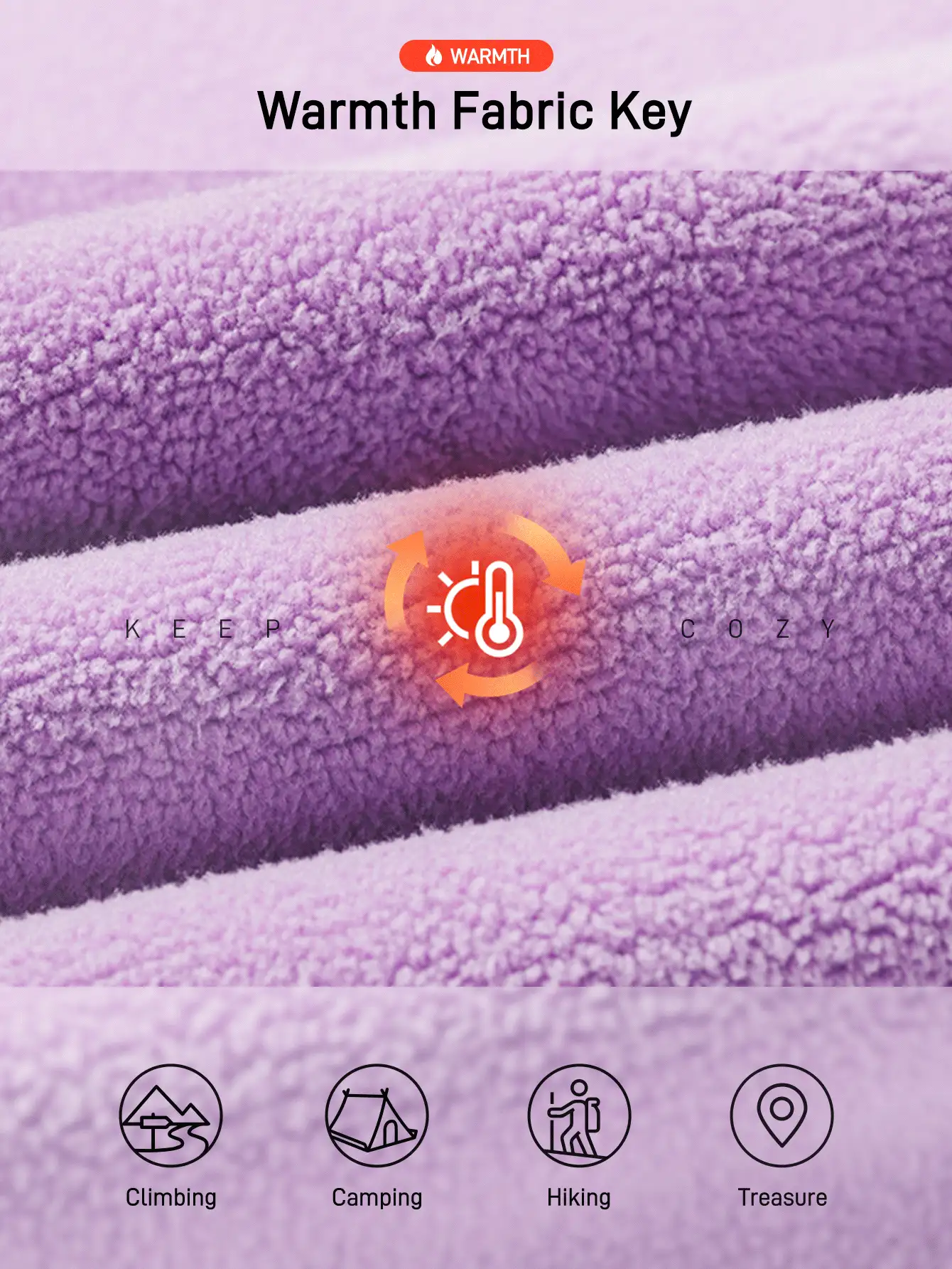 In My Nature 女式纯色插肩袖拉链半开襟户外羊毛夹克 - 紫色 - 查看 5