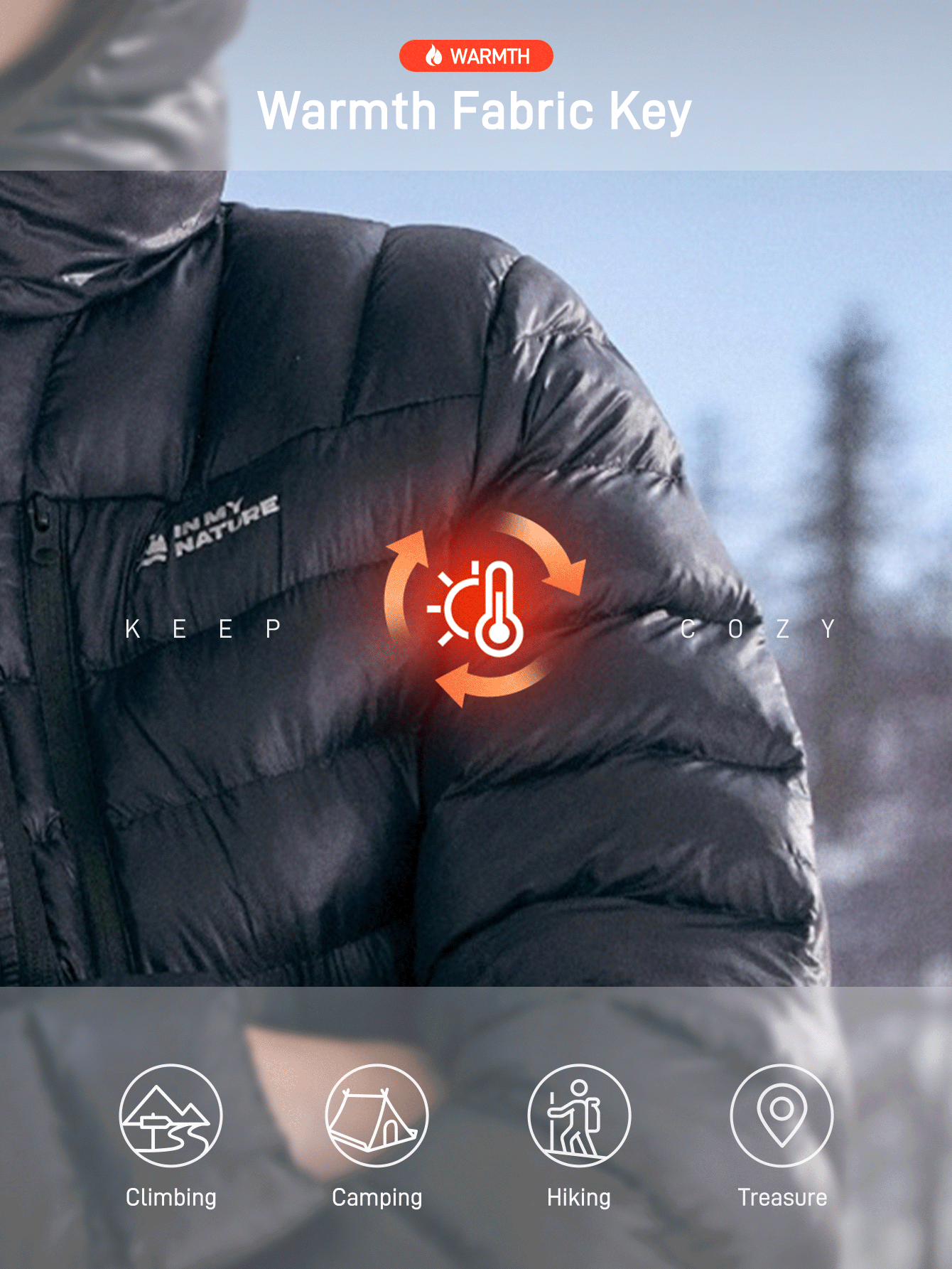 In My Nature 女士时尚落肩长袖连帽保暖户外冬季拉链外套 - 黑色 - 查看 4