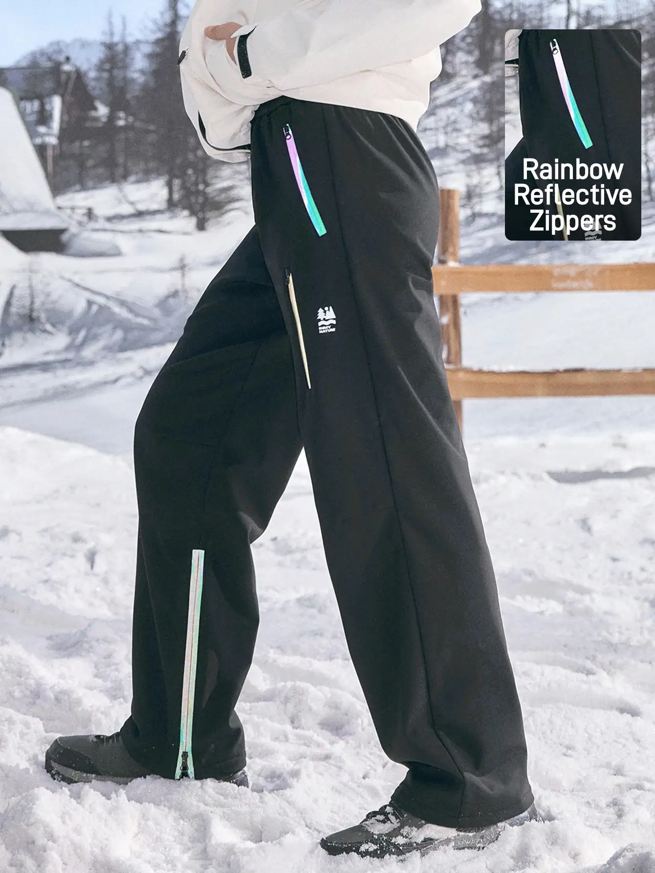 In My Nature 女式拉链口袋设计宽松徒步裤 - 黑色 - 查看 3