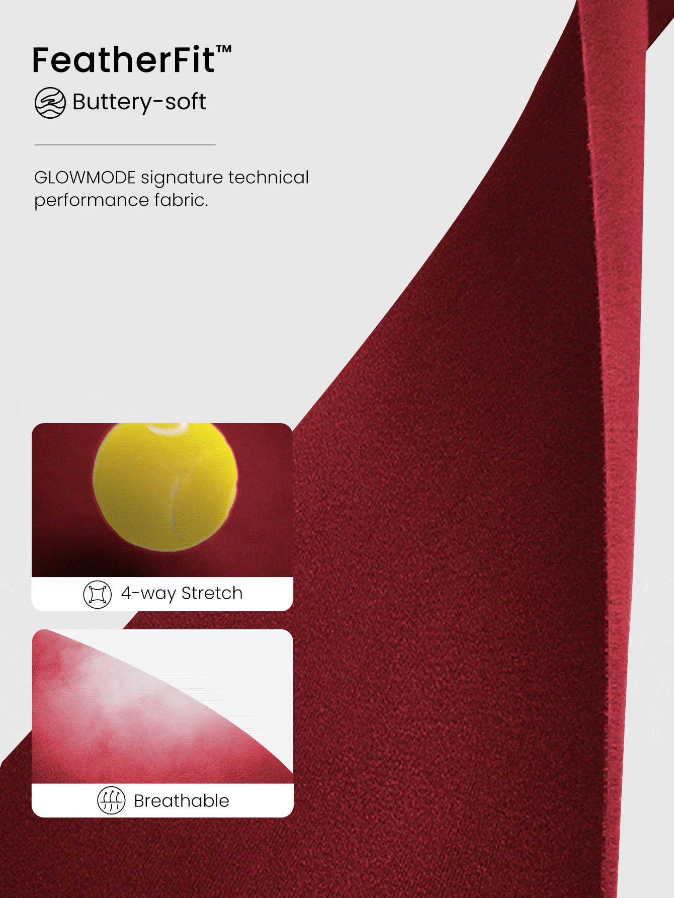 GLOWMODE FeatherFit™ Dual-Strap Knotted Back Sports Bra Low Impact Yoga Pilates Daily Removable Cups - Maroon - View 4