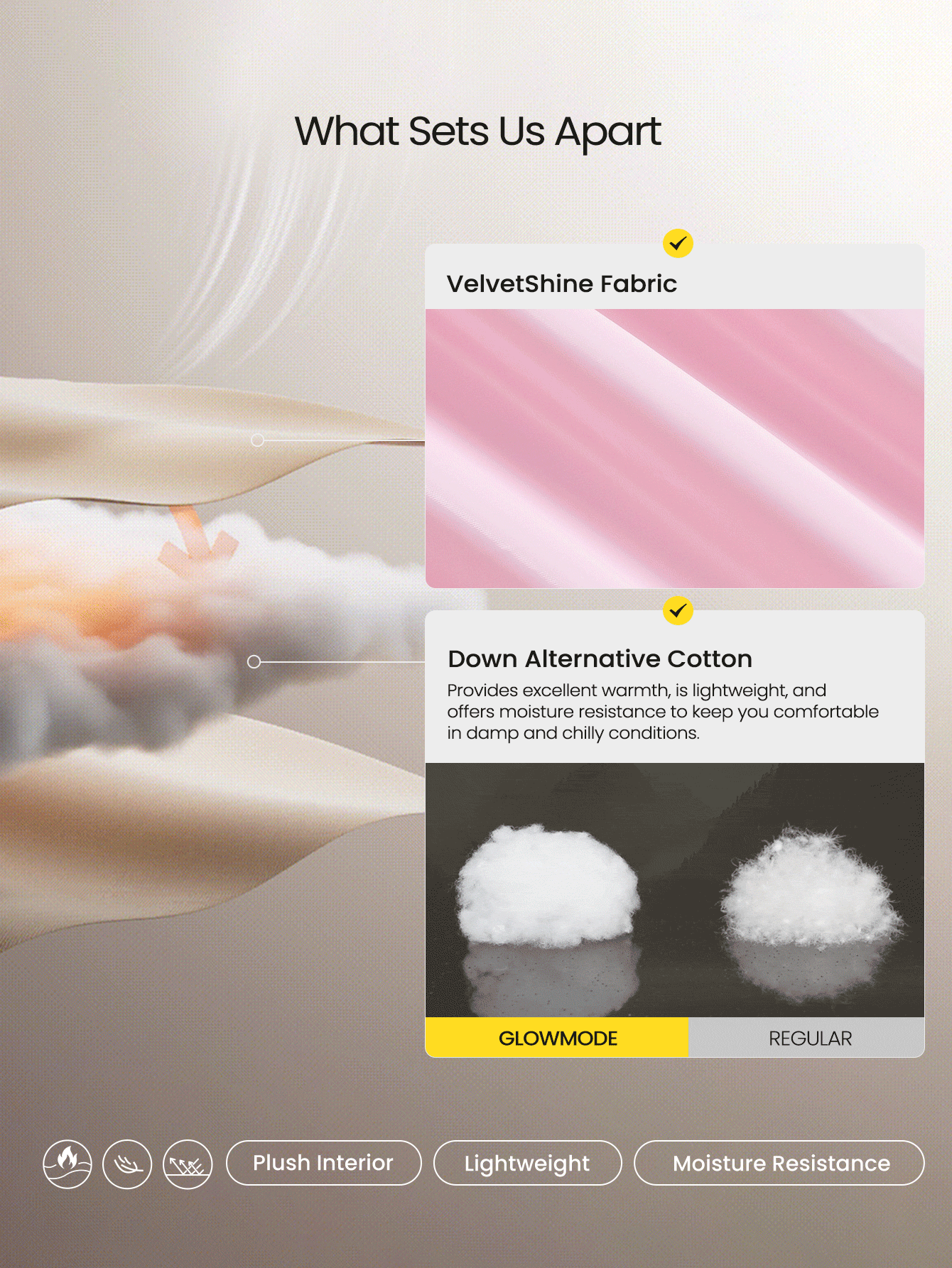 GLOWMODE 时尚温暖寒冷粉碎闪亮哑光饰面防风领口袖口拉链口袋短款羽绒夹克秋冬户外滑雪日常休闲装 - 白色 - 查看 3