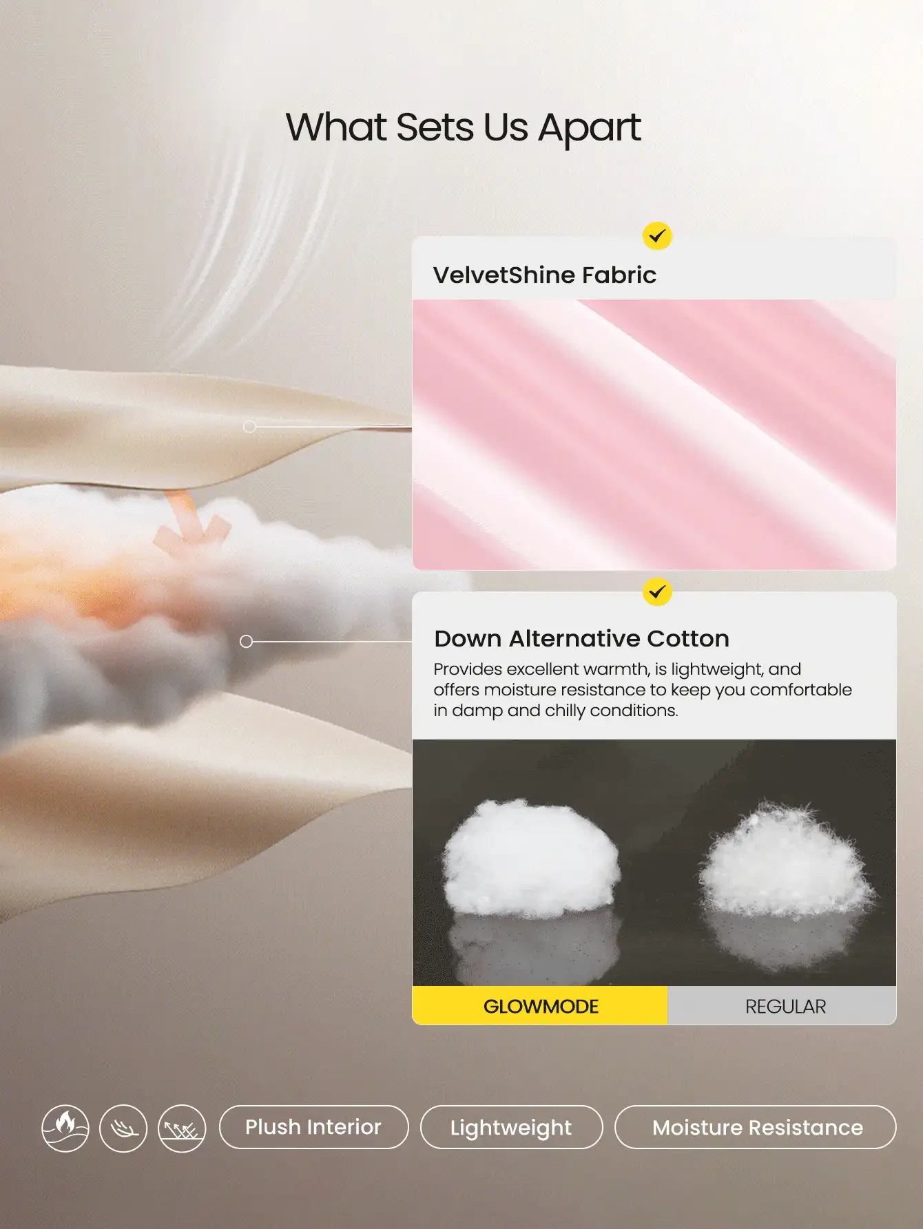 GLOWMODE Áo khoác phồng Chic In Warmth Shine Down Glossy Soft Cozy Zipper Snap Button Closure Drawning Bow Many Hood Offable Hood Jacket Autumn Winter Outdoors Daily Casual Wear - Hồng - Xem 3