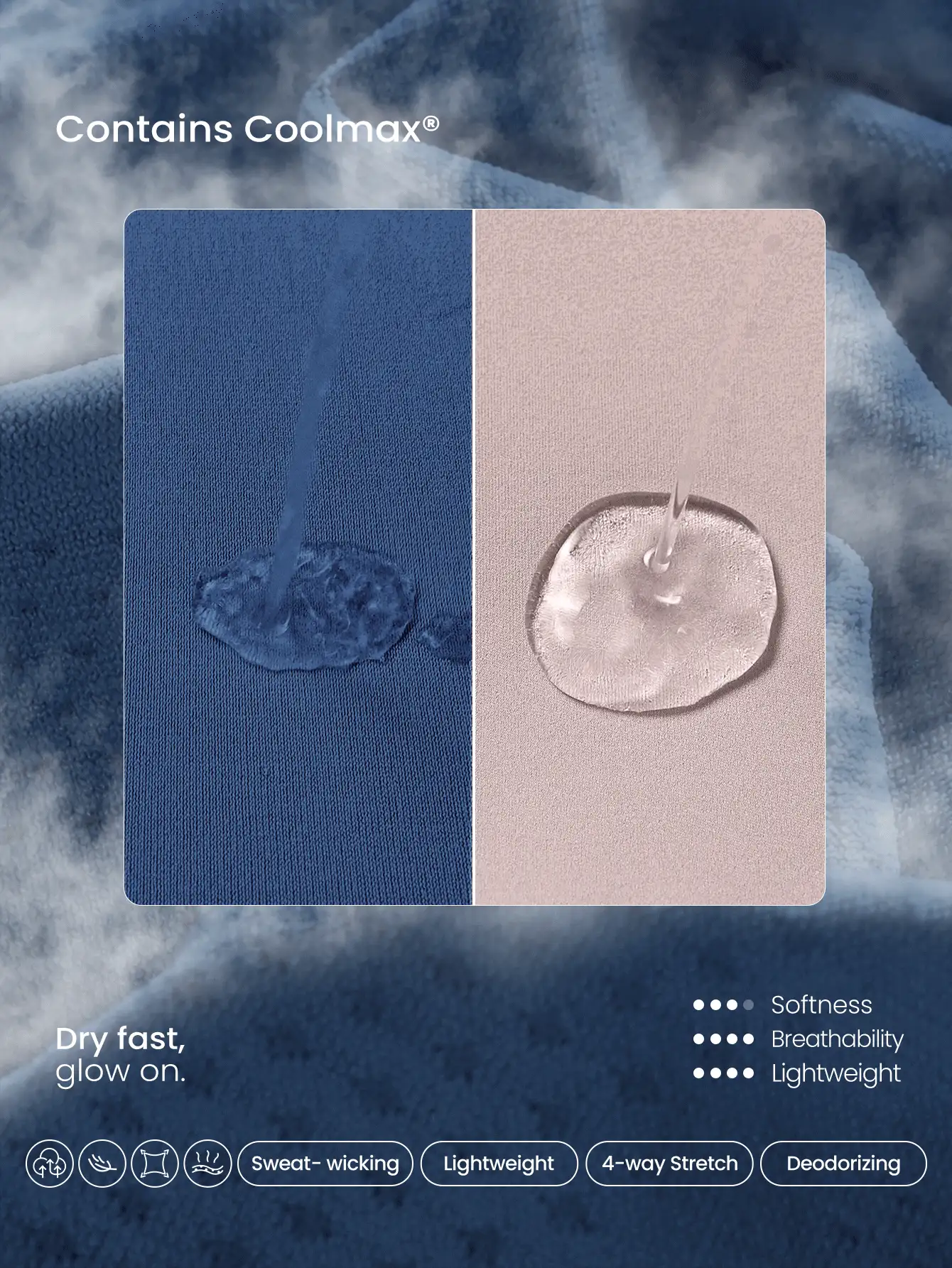 GLOWMODE 无缝修身长袖上衣及臀长款抗菌轻薄夏季 - Blue Ambition - 查看 2