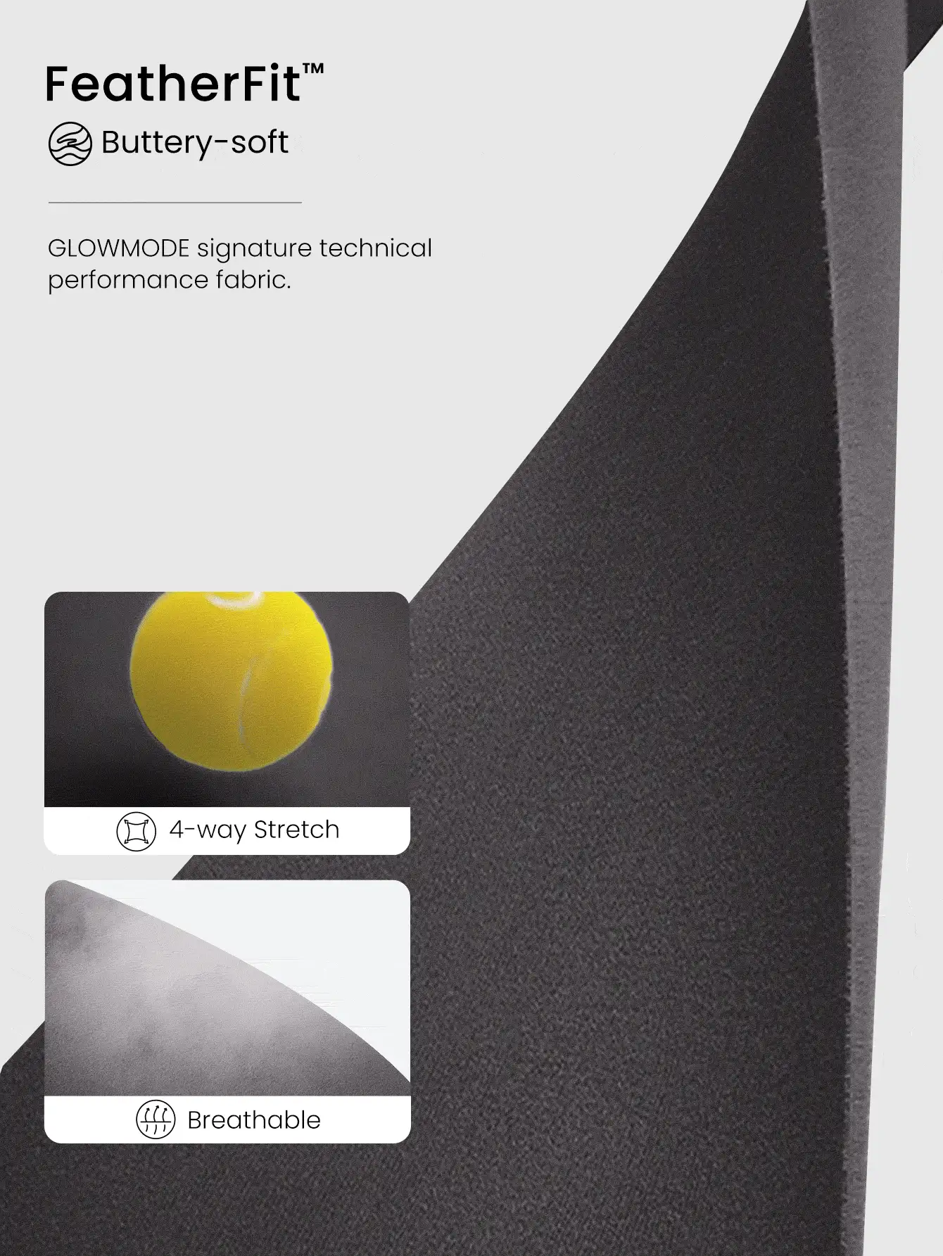 GLOWMODE Áo thun dài tay cổ vuông FeatherFit™ - Volcanic Gray - Xem 5