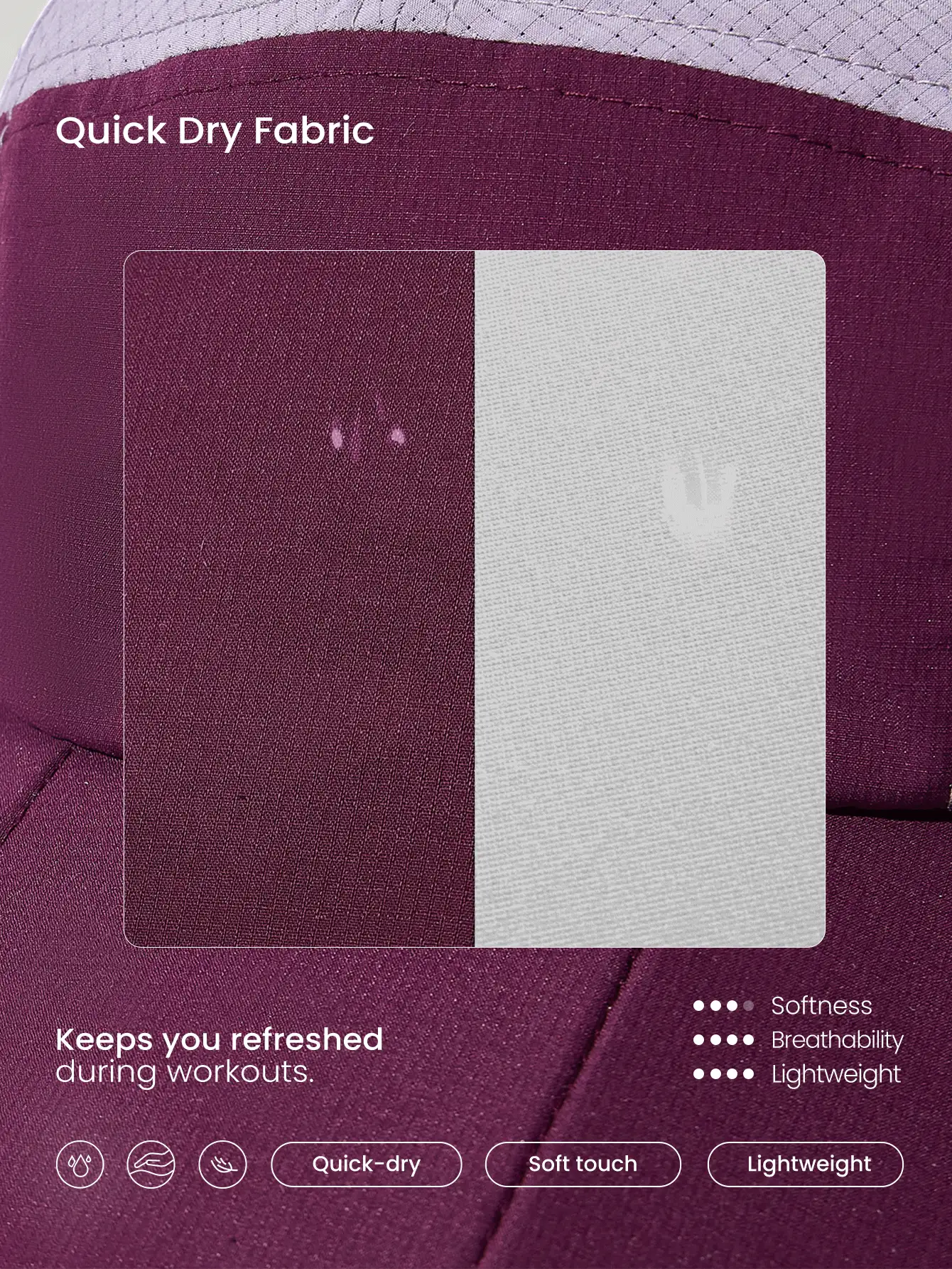 GLOWMODE Ready Set Glow Lightweight Quick Dry Waterproof Adjustable Foldable Active Hat Cap Gym Workout Hike Beach Pool Holiday Vacation Getaway Daily Active Wear - burgundy pink - View 5