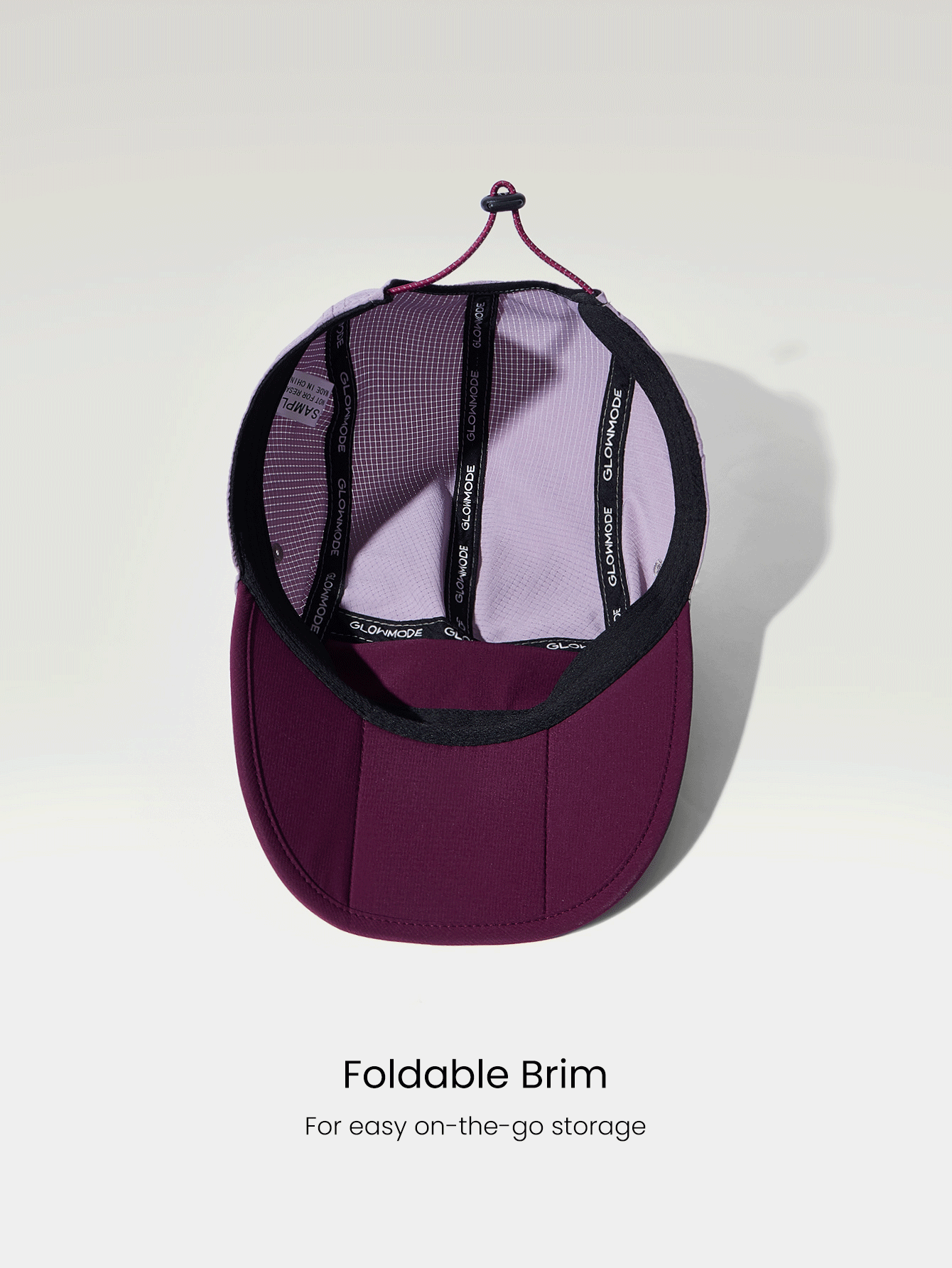 GLOWMODE Ready Set Glow Lightweight Quick Dry Waterproof Adjustable Foldable Active Hat Cap Gym Workout Hike Beach Pool Holiday Vacation Getaway Daily Active Wear - burgundy pink - View 3