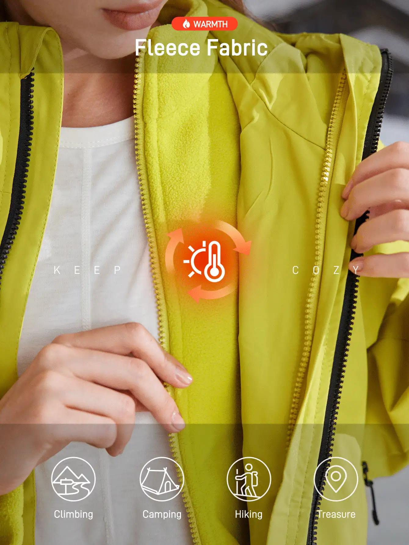 In My Nature 女式三合一拉链抽绳连帽夹克，秋冬