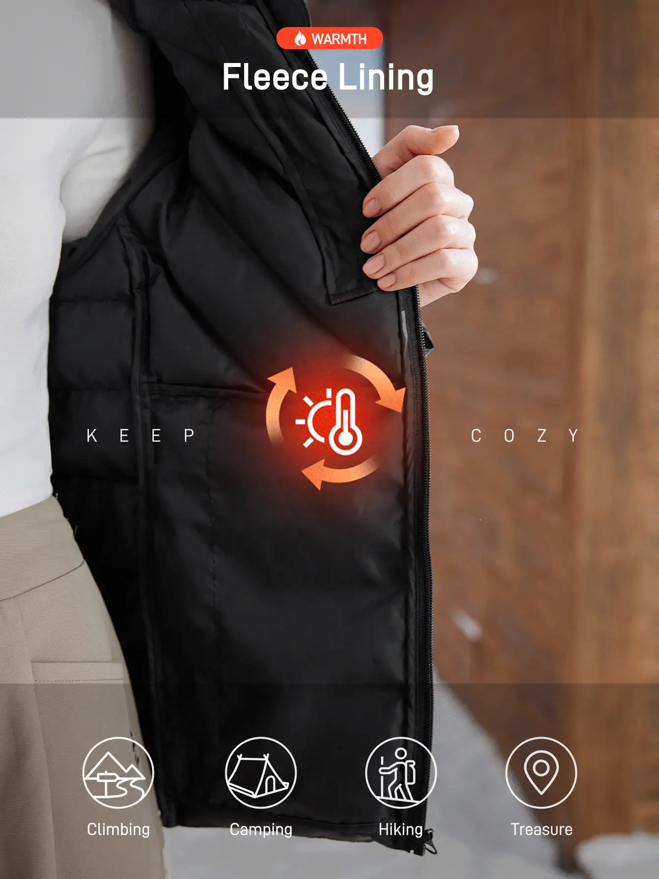 In My Nature Women's Solid Color Hooded Outdoor Jacket, Winter - Black - View 3