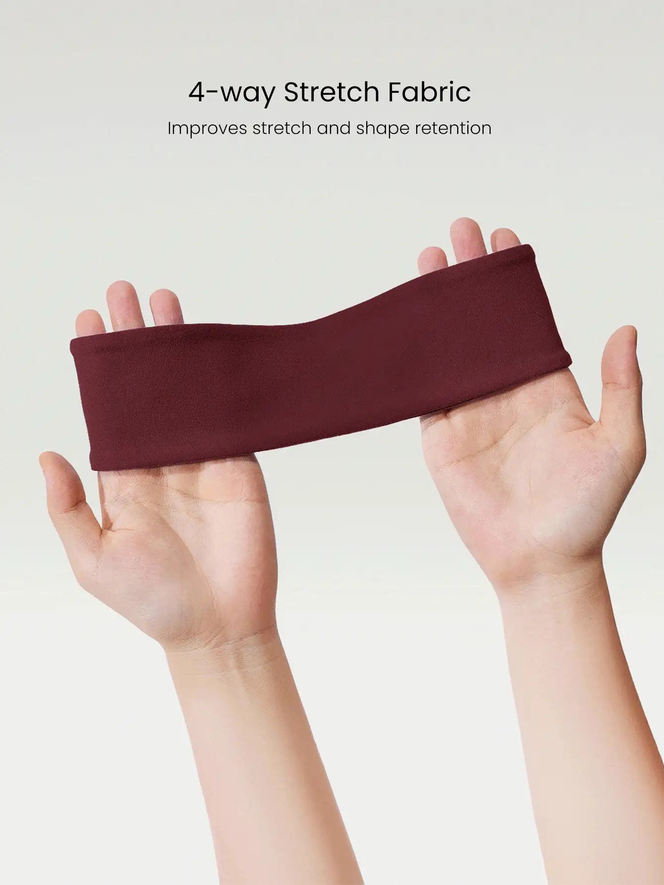 GLOWMODE FeatherFit™ Warm-Up Sweat-Wicking Stretchy Non-Slip Grips Headband Yoga Pilates Gym Workout Training Daily Active Wear - Burgundy - View 4