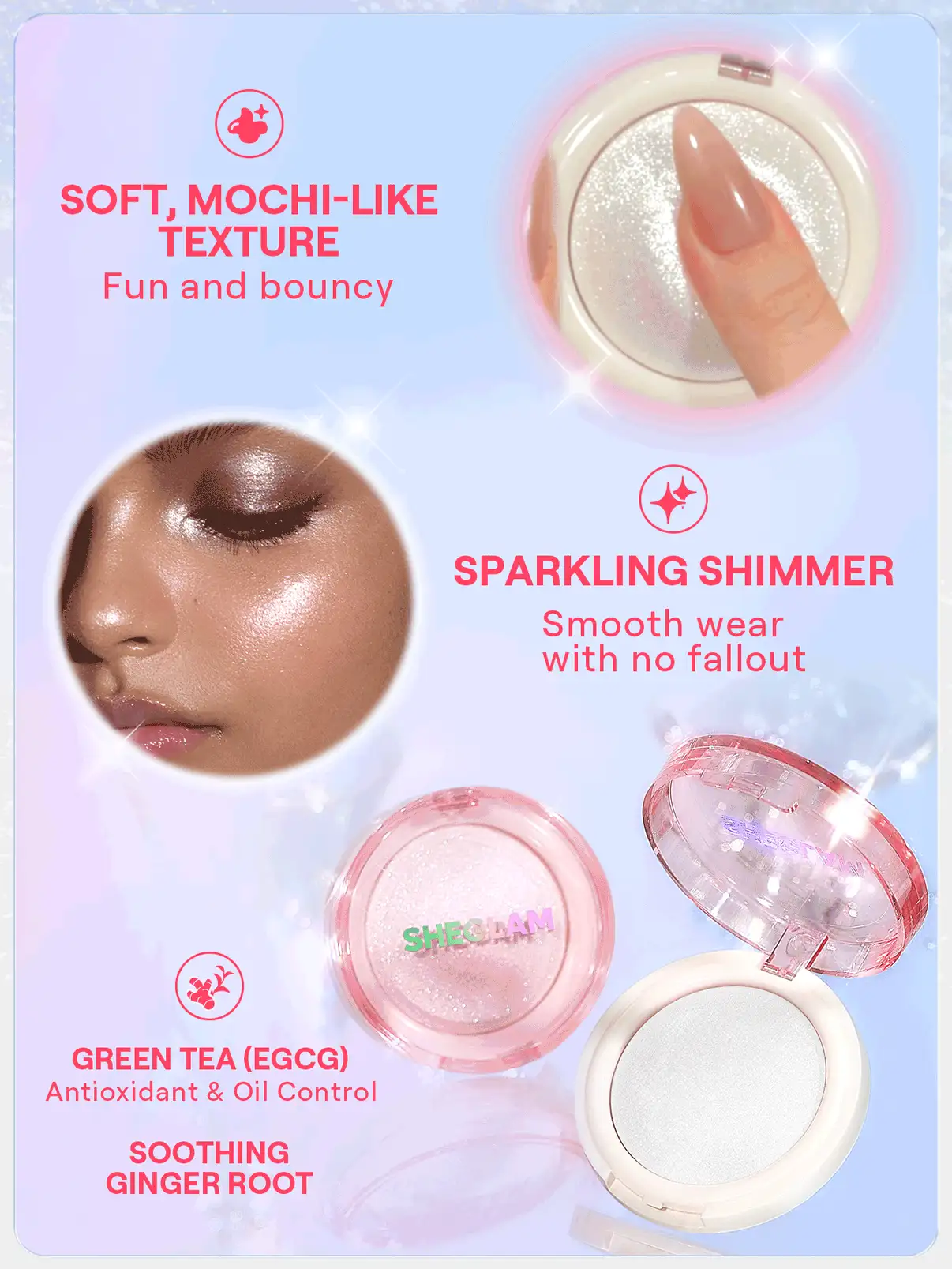 SHEGLAM Glowchi 彈力高光液-Custard 品牌美妝彩妝臉部彩繪化妝品,適合女性女孩,秋冬完美適用,Y2K 時尚風格,生日聖誕禮物派對首選,最佳顯色 - 香檳色 - 查看 5