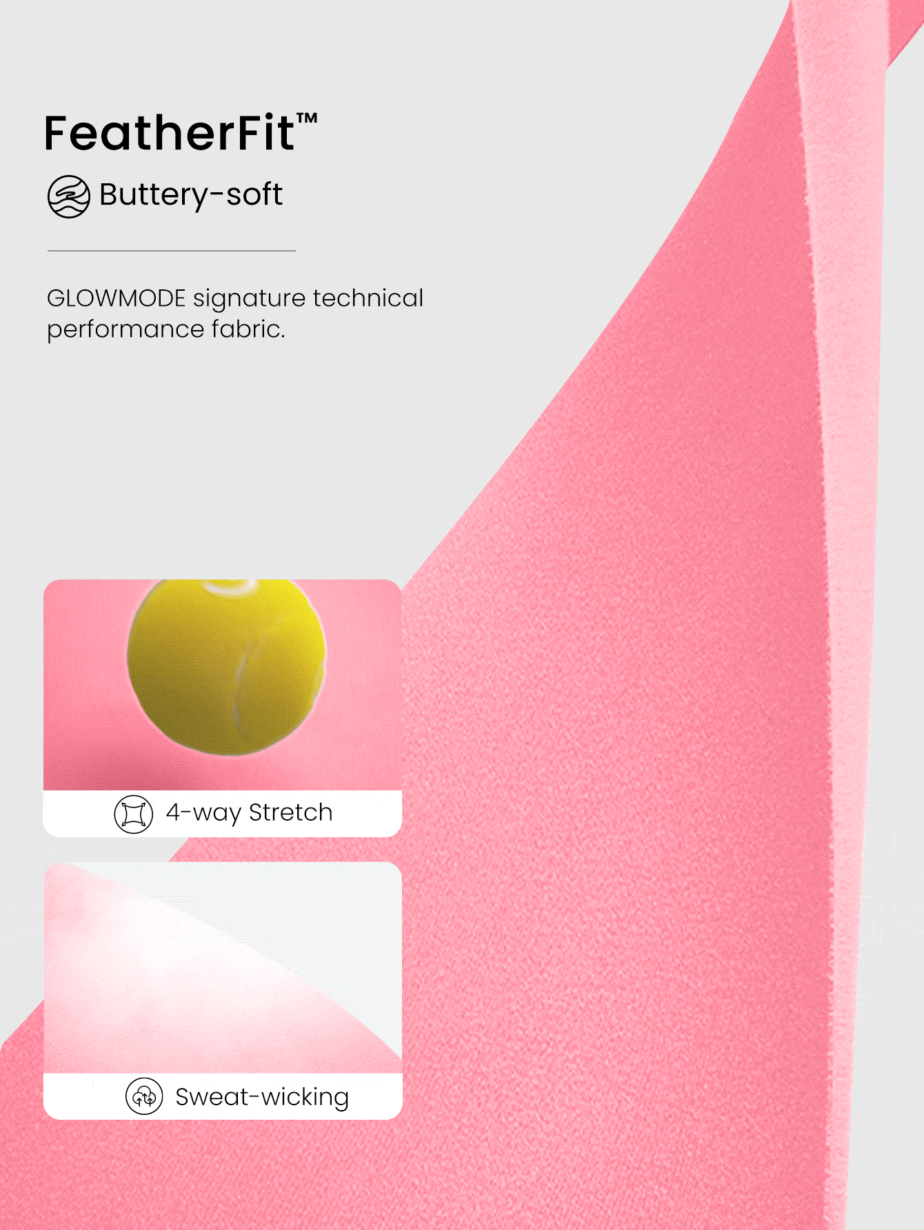 GLOWMODE 24" FeatherFit™ Crossover Leggings With Built-In Underwear Light Support Low Impact Yoga Pilates Daily Gym - Pink - View 5